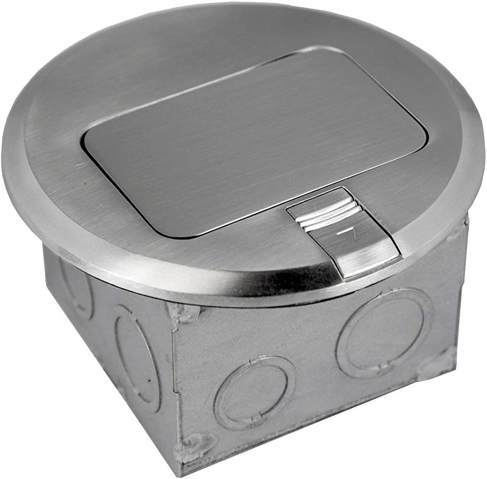 Prоmо 40% оƒƒ ENERLITES Round Pop-Up Floor Box Kit, 6 Diameter Cover, 20A Tamper-Weather Resistant Receptacle Outlet, Watertight Gasket, Corrosive Resistant Hardware, 961501-S, Nickel Plated Brass