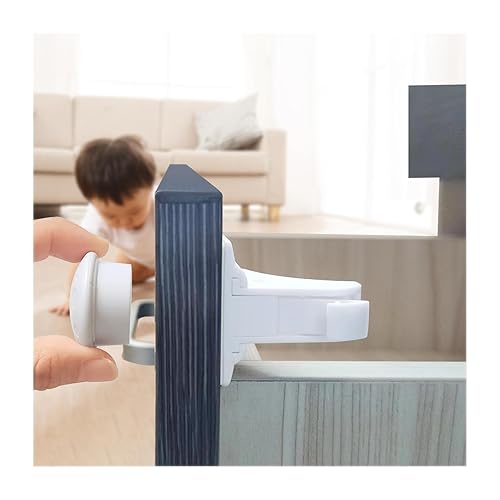 Miniatura 3 de Cerraduras magnéticas prémium para gabinete para bebé, paquete de 10 cierres invisibles de seguridad para niños con 2 llaves, cerraduras para bebés