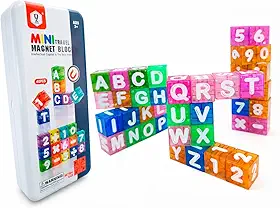 Kit Mini Blocos Magnéticos Infantil 40 Peças 2 cm Alfabeto Números 3D Brinquedo Pedagógico Educativo Criativo Crianças Montagem Raciocínio Formas Geométricas Presente Escolar Aprendizado Premium