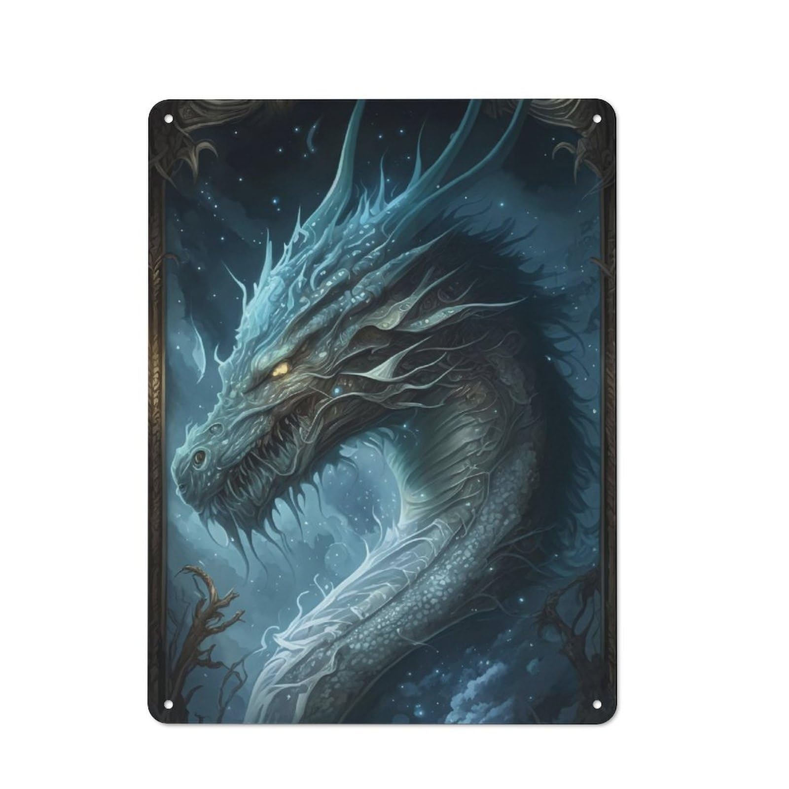 Junmoney Sea Dragon Metal Plaque 40X30cm With For Workshop Wall, Retro Decor, For Garage, Workshop And Man Cave Decoration