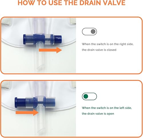 Miniatura 4 de Paquete de 3 bolsas de pierna fáciles de tocar con válvula antirreflujo, bolsas de catéter de 33.8 fl oz con 2 correas de tela, bolsa desechable