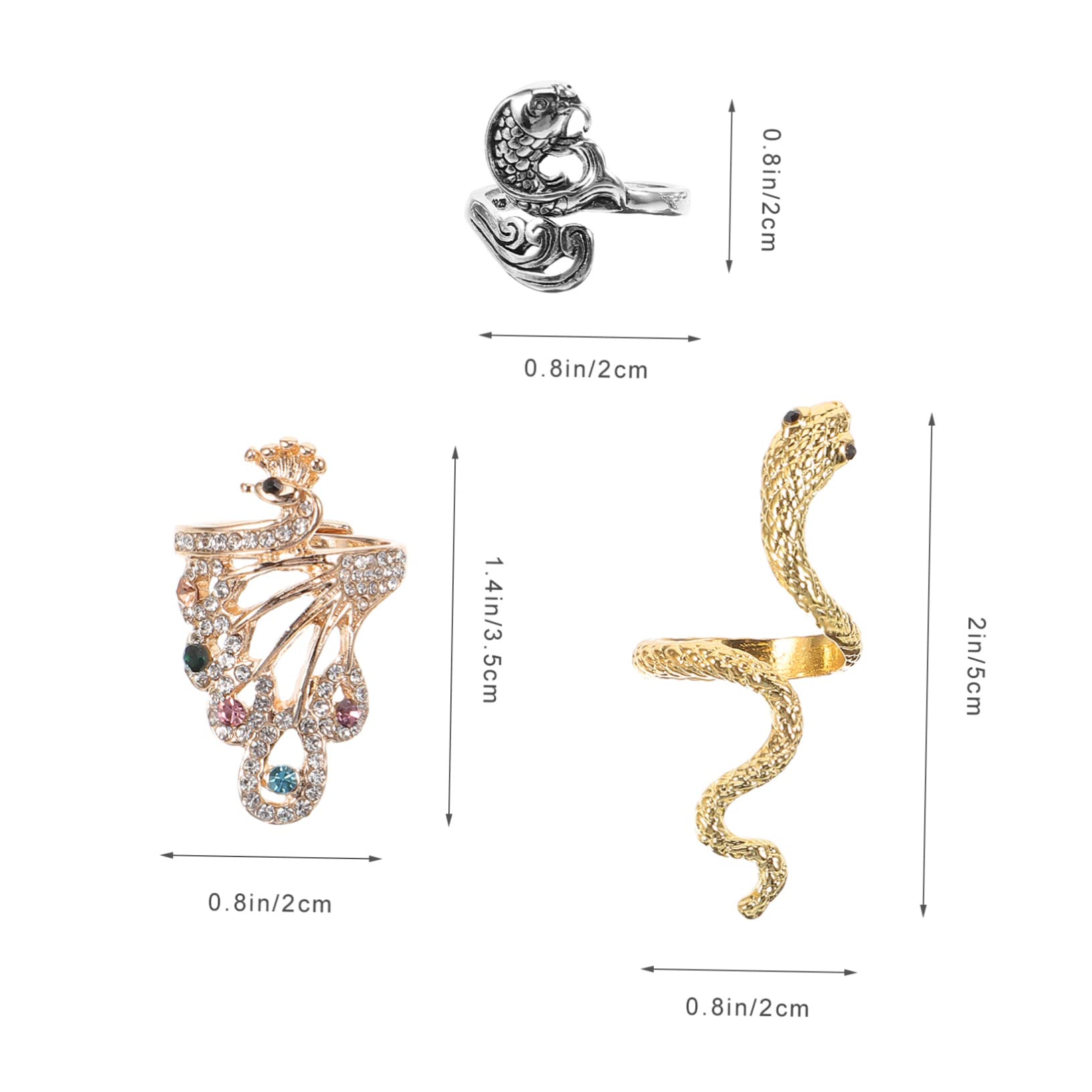 SHINEOFI Marcador De Punto De Anillo De Crochet Ganchos De Crochet Ergonómicos Pendientes De Plata Para Mujer Anillos De Oro Grueso Bucle De Tensión De Crochet De 8 piezas x 4