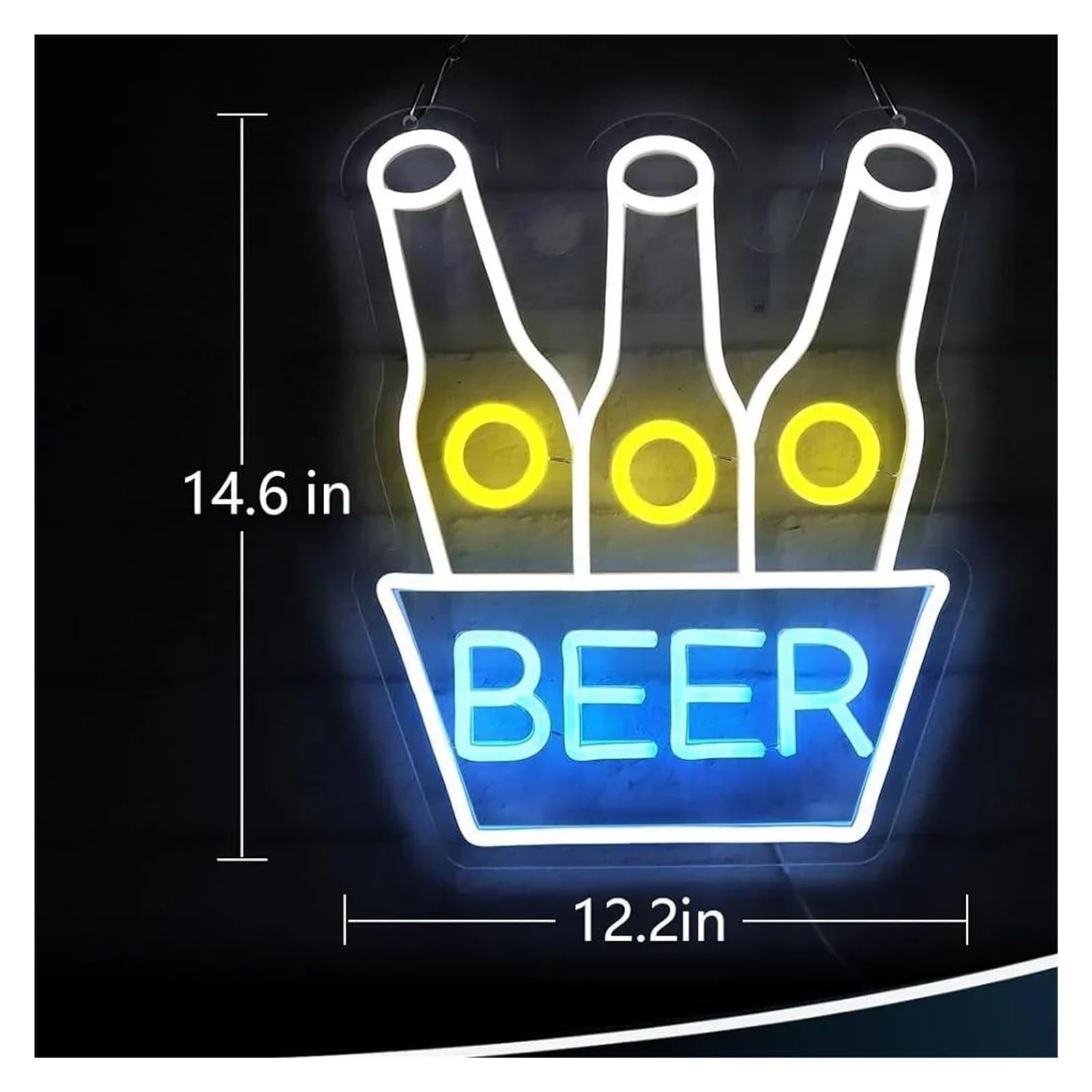 Luces de neón Letrero De Neón Beer Con Luz Regulable USB Para Bar De Cerveza Restaurante Dormitorio Sala De Estar Fiesta Cumpleaños Decoración 31cmx37cm
