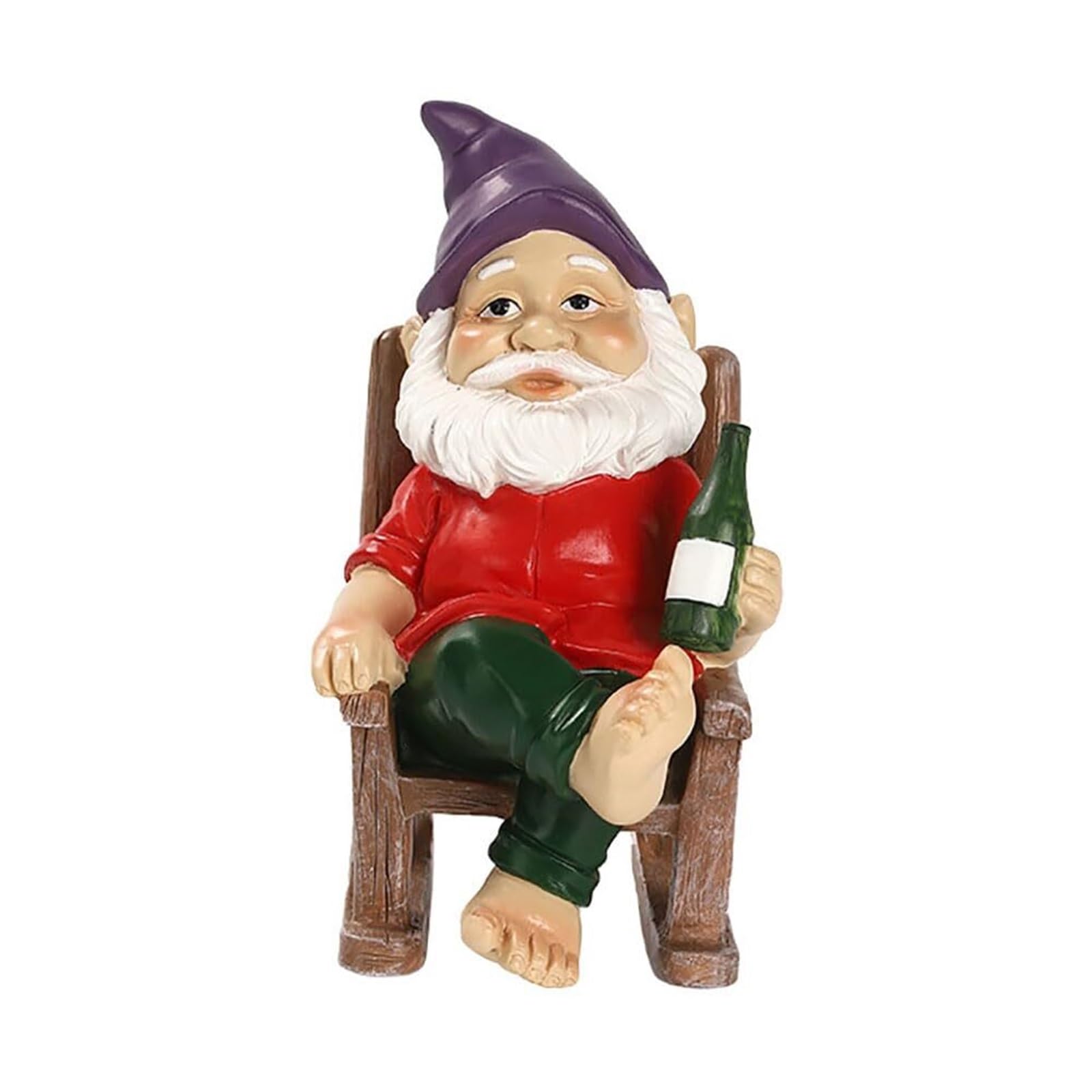 Décoration de Jardin Statue de GNOME Jardin Amusante, Chaise à Bascule, Figurine, Cadeaux décoratifs Statue d'extérieur