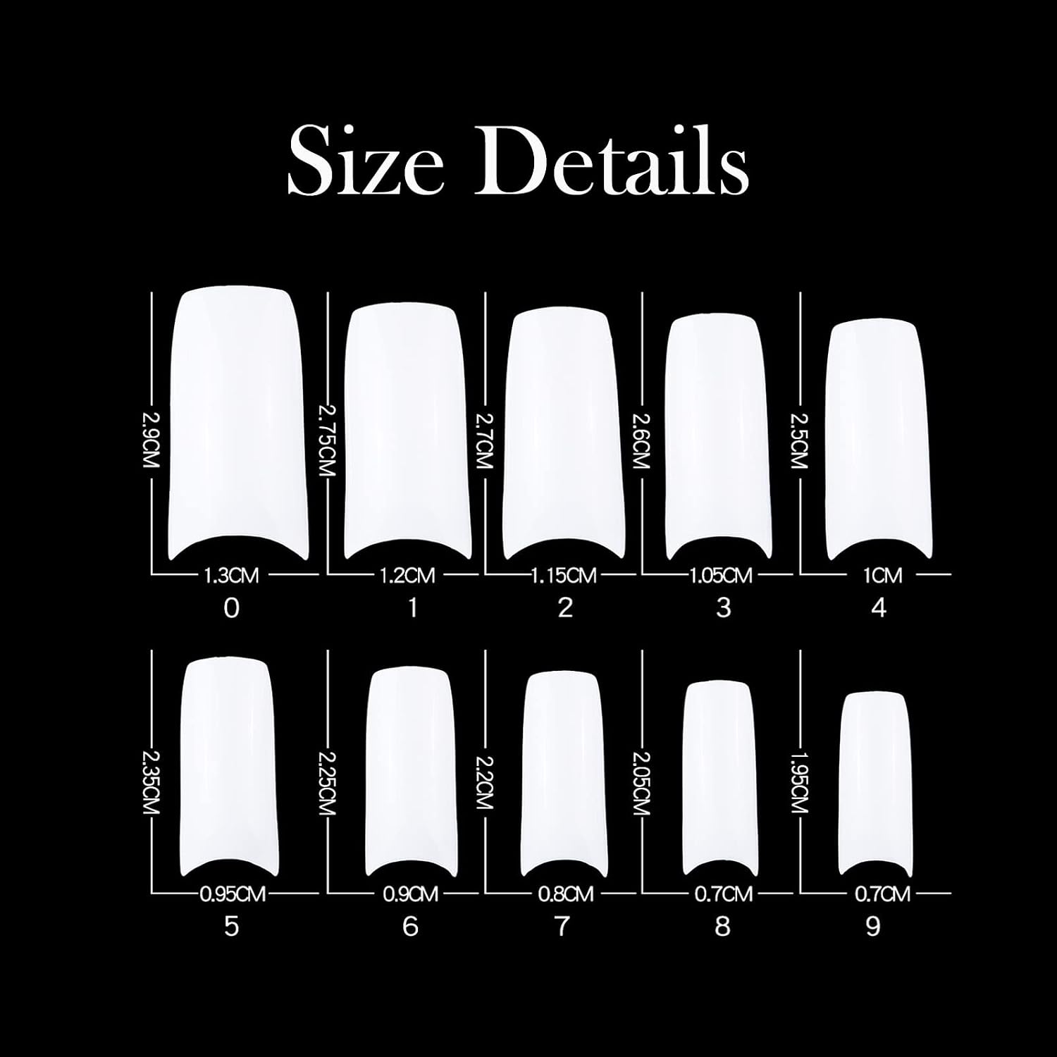 Acrylic Nail Tips 500pcs Half Cover Artificial French False Nails White