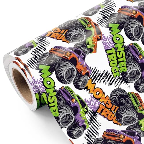 WRAPAHOLIC Monster Truck Wrapping Paper Roll