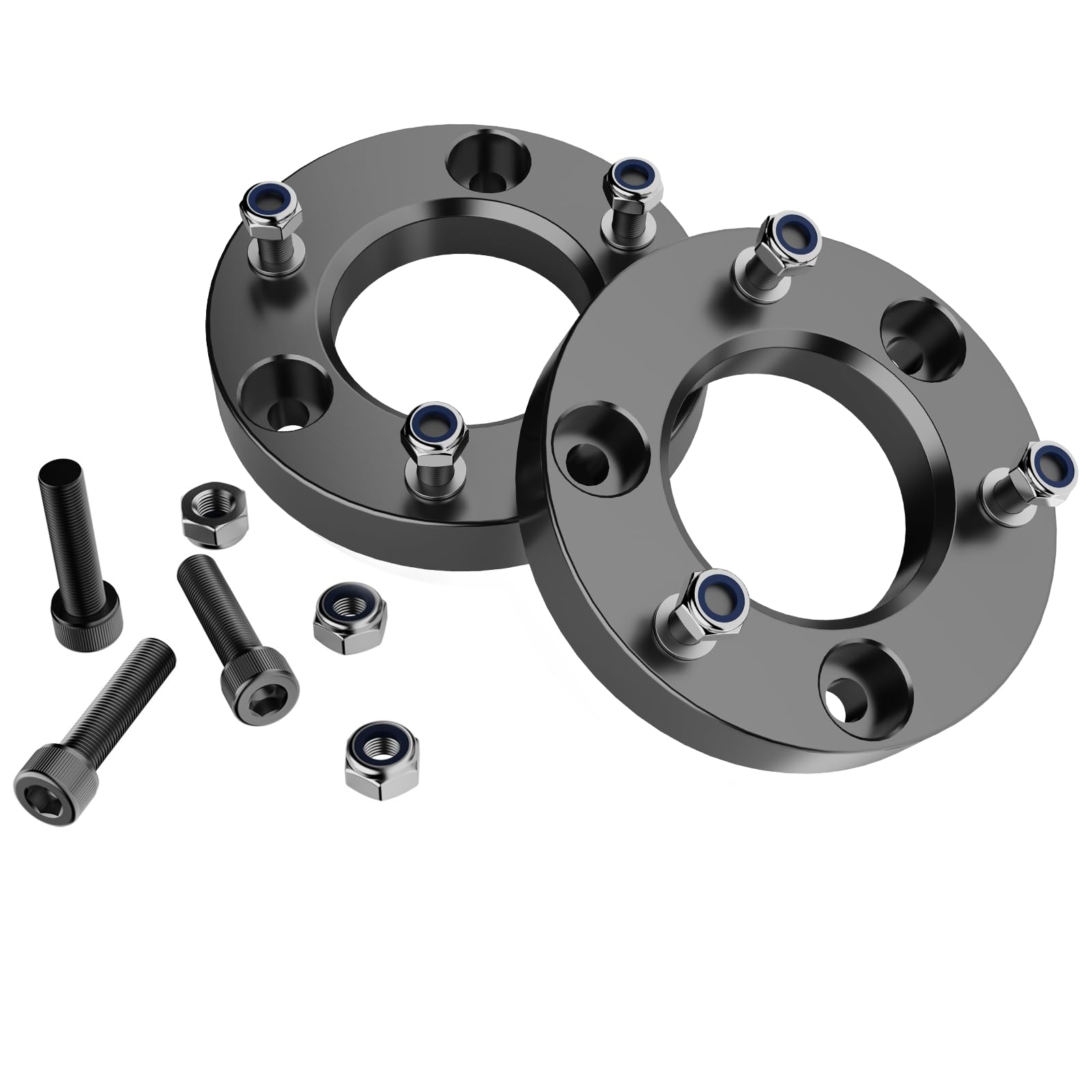 F150 1.5in Leveling Lift Kit, 1.5" Front Suspension Lift Kit Forged Strut Spacers for 2004-2024 Ford F150 2WD 4WD, Expedition, Mark LT, 6061-T6 Aluminum Level Kits CNC Machine Black Anodized