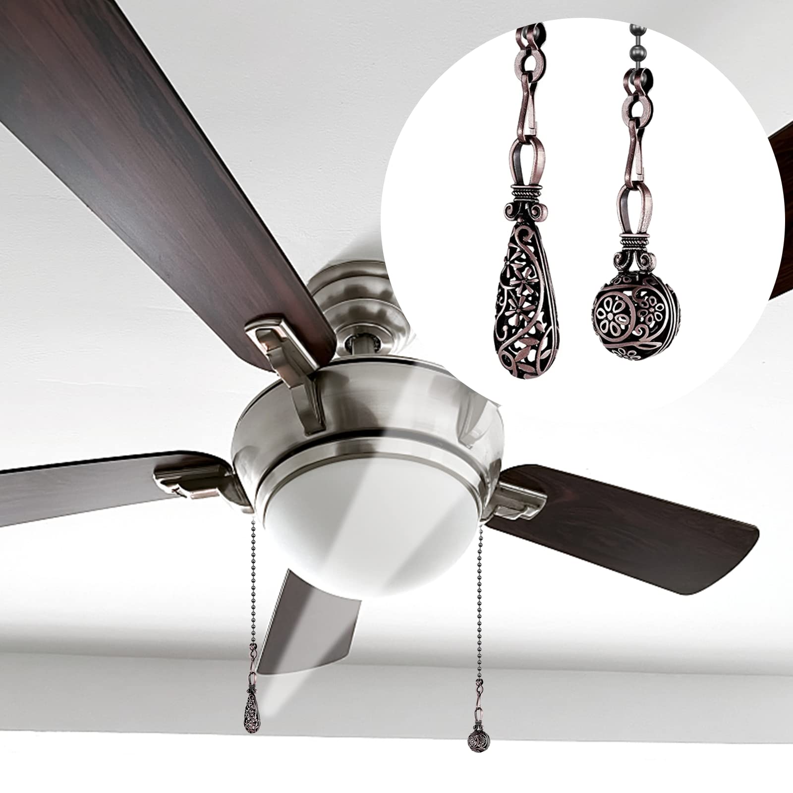 Vintage Bronze Ceiling Fan Pull Chains (2 Pack) -3