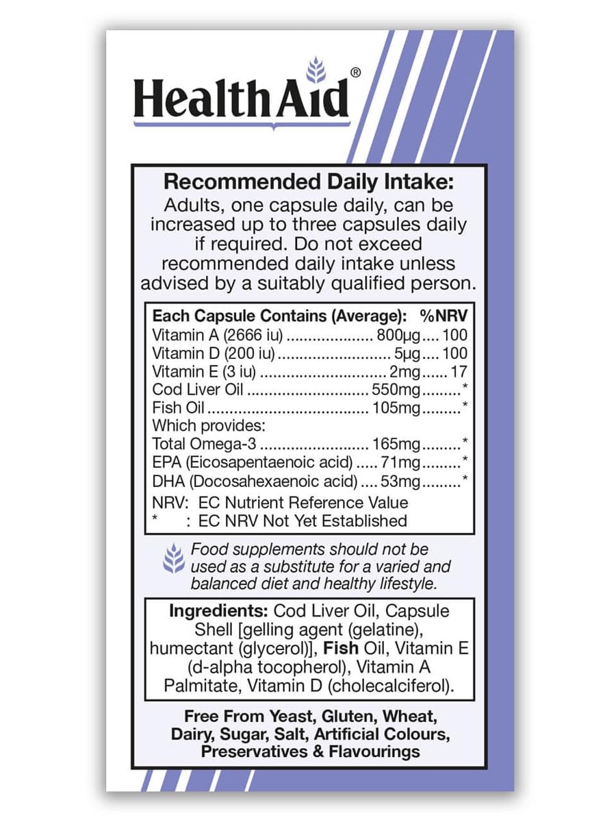 Health Aid Cod Liver Oil 550mg, 90 Caps