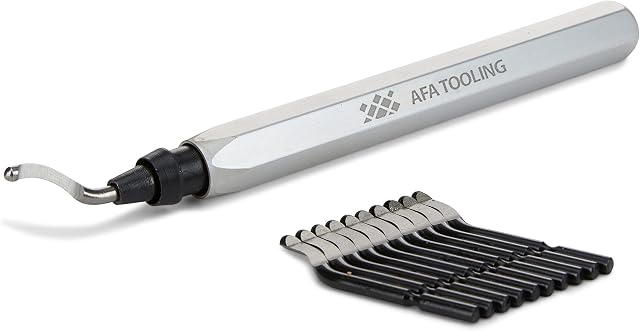 AFA Tooling - Deburring Tool with 10 Extra High Speed Steel Blades - Works on Metal, Resin, PVC, and 3D Printed Plastic Edges - Great for Copper and PVC Pipes, 3D Printing, Resin Art, and Metal Work