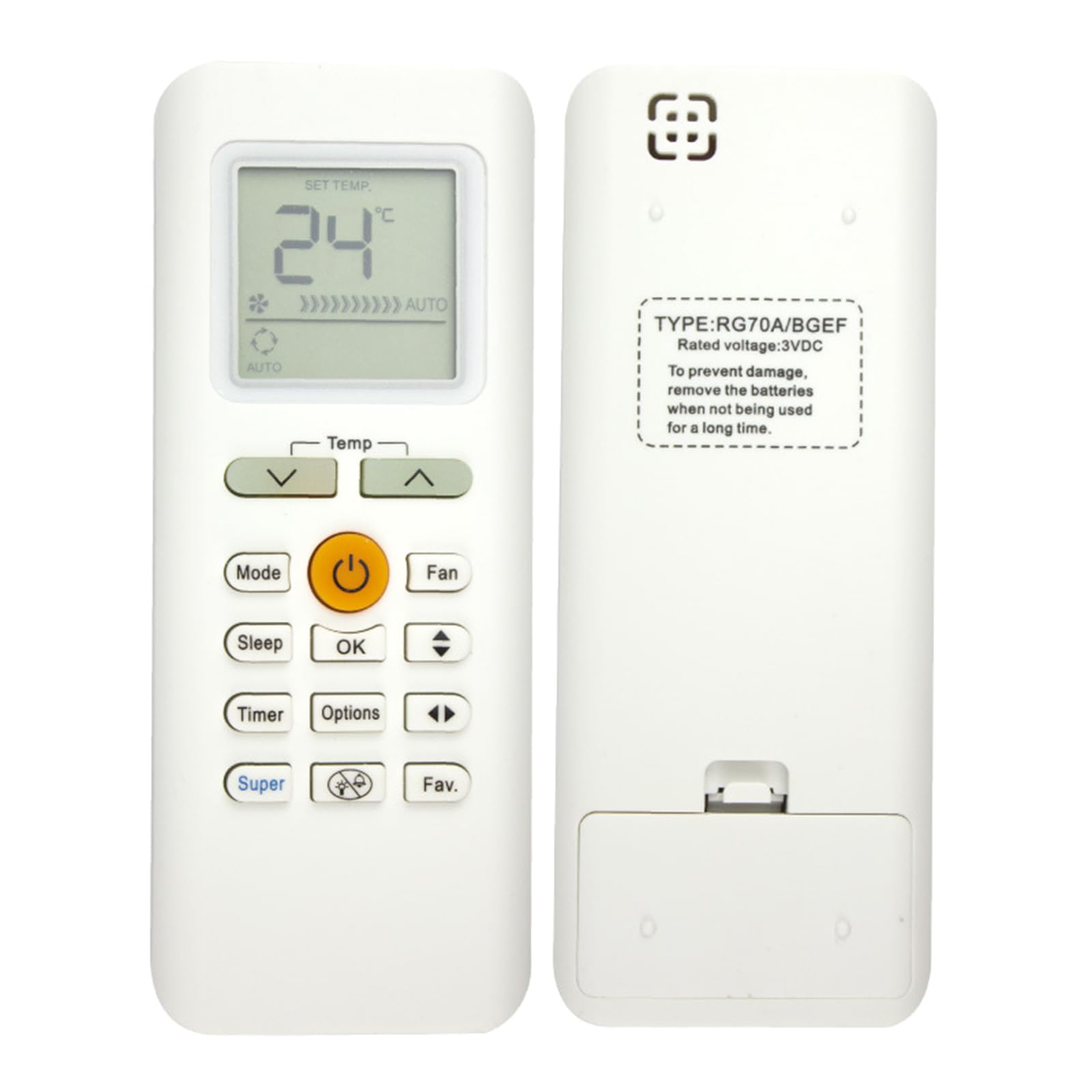 Télécommande De Rechange Pour Climatiseur/réversible RG70A BGEF - Grand écran, Design Ergonomique - Fonctions Chaud/froid