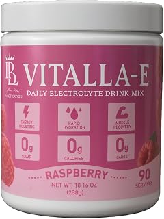 VITALLA-E Replenisher Daily Electrolyte Powder Drink Mix - Sugar Free – Raspberry, 90 Servings – Hydration Powder w/ 6 Key Electrolytes and Trace Minerals – Keto Friendly, Vegan, Non-GMO (CF Ultima)