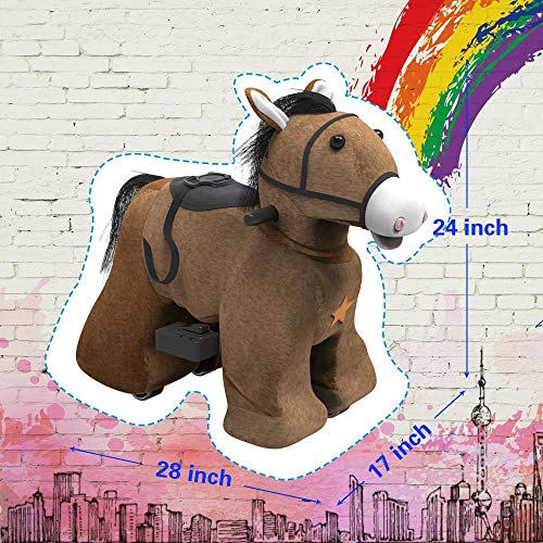 HOVER HEART Rechargeable 6V/7A Plush Animal Ride On Toy for Kids (3~7 Years Old) with Safety Belt (Horse) - Thumbnail 3