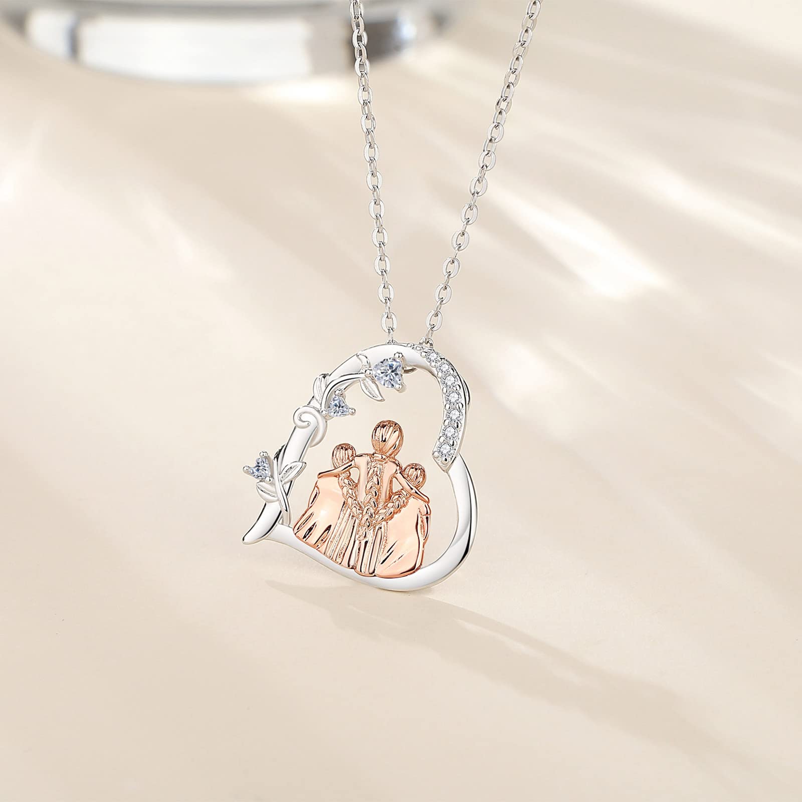 INFUSEU Regalo Mamma Collana, Mamma E Figlia Cuore Gioielli Argento 925 Ciondolo Chiama Regalo Per La Festa Della Mamma