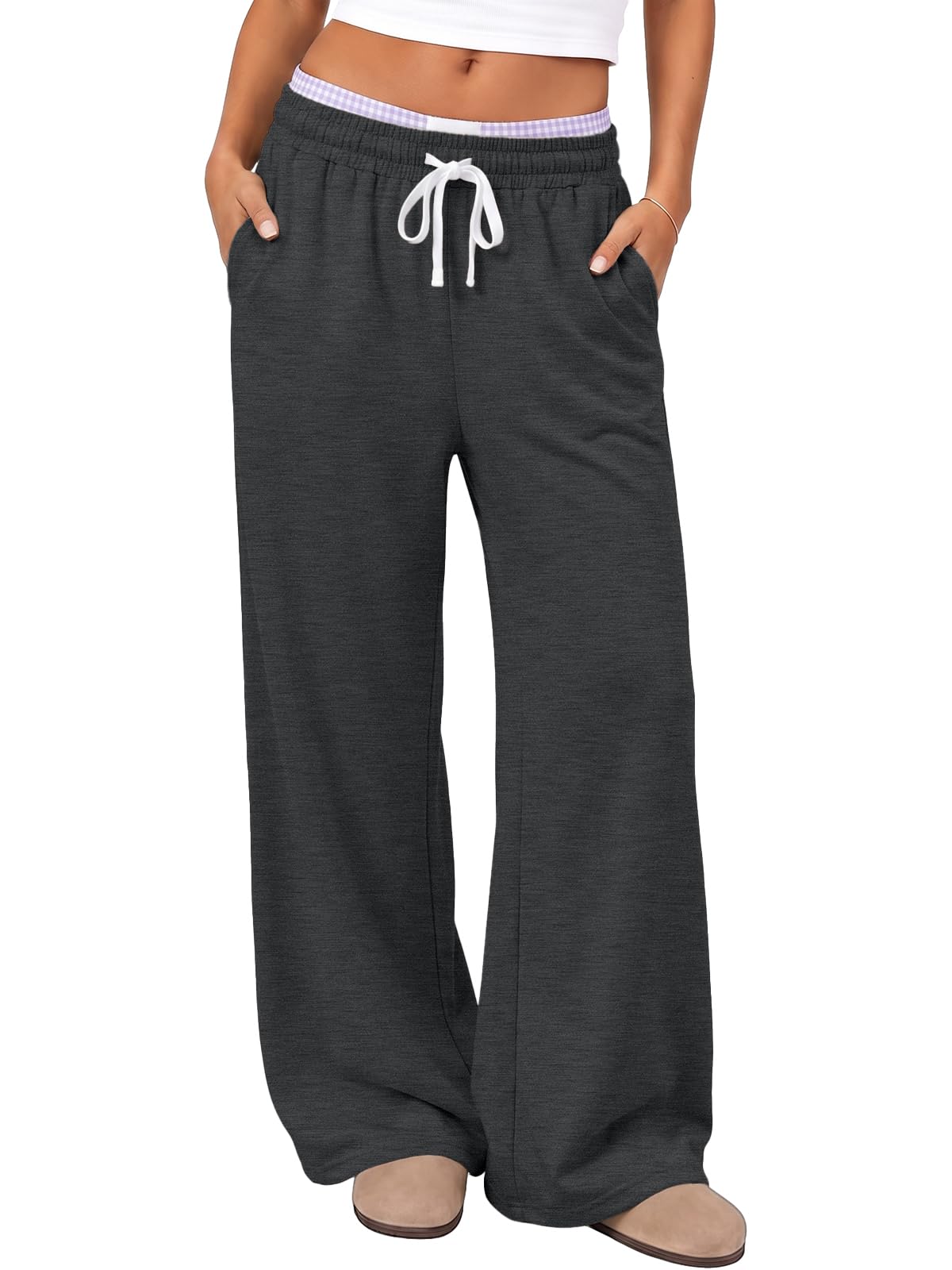 AUTOMET Women's Wide Leg Lounge Sweatpants