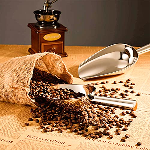 GZLCEU Set of 4 Ice Scoops Stainless Steel Versatile Flour Scoop for Sweets Ice Cubes Grains Nuts and Kitchen Bar Buffet Party Wedding (Silver) - Image 7