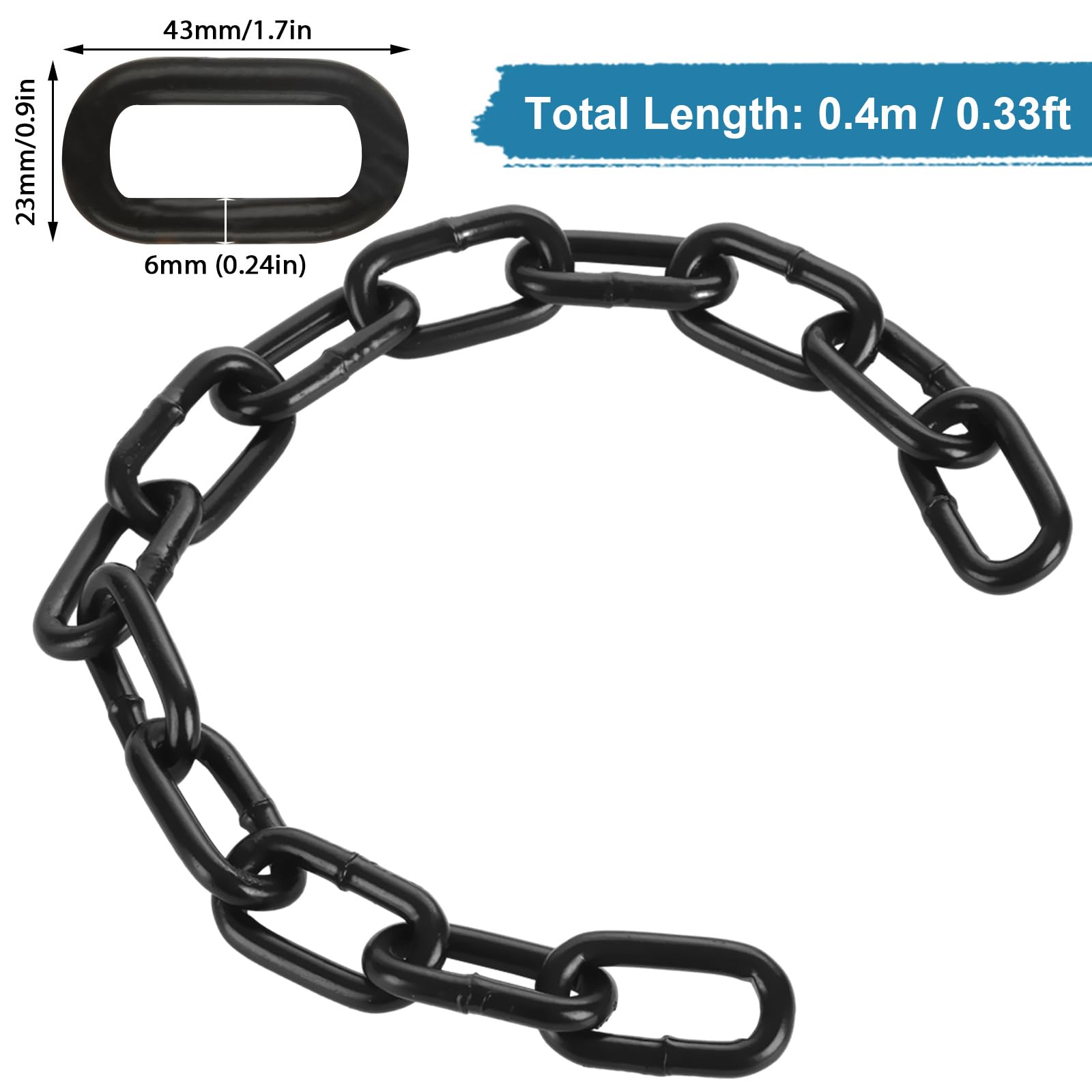 AKOLAFE 1.3 Ft Long Black Chain Link 1/4" Heavy Duty Chain Bulk - View #7