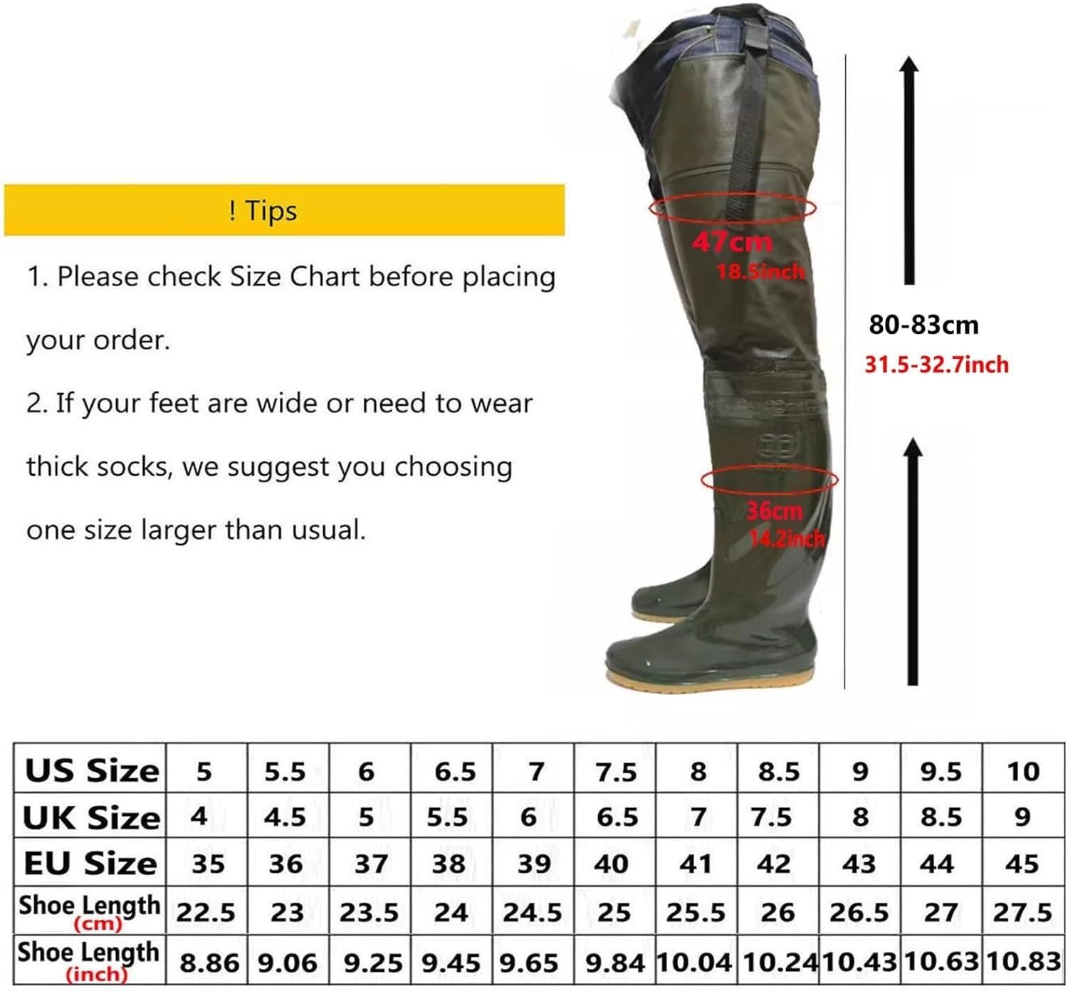 Wodoodporne i wytrzymałe Hip Waders Lekkie Buty Do Bioder Dla Mężczyzn I Kobiet, Gruba Podeszwa Oxford PVC Wodoodporne Buty Do Brodzenia Do Polowania Nawadniającego(5.5)