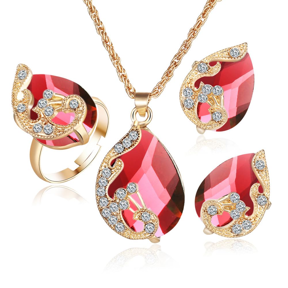 Shining Diva Fashion Latest Stylish Crystal Ring Earrings Necklace Jewellery Set for Women (15226s) (B0CTX2PT6H) Amazon Price History, Amazon Price Tracker