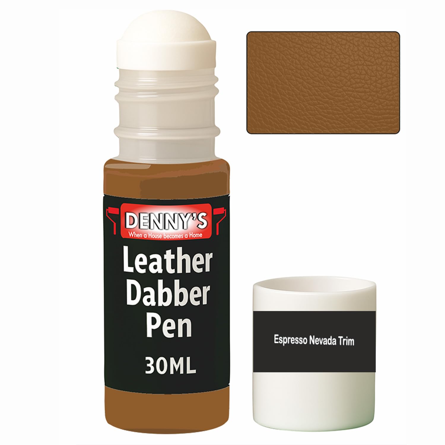 SCOOBYS PAINTS BACK IN THE MIX Leather Dabber Pen, 30ml, Leather Recolouring Paint Dye Balm Sofas, Repair Faded & Scratched Upholstery Car Seats, Shoes and Clothing, Brown (Espresso Nevada Trim)