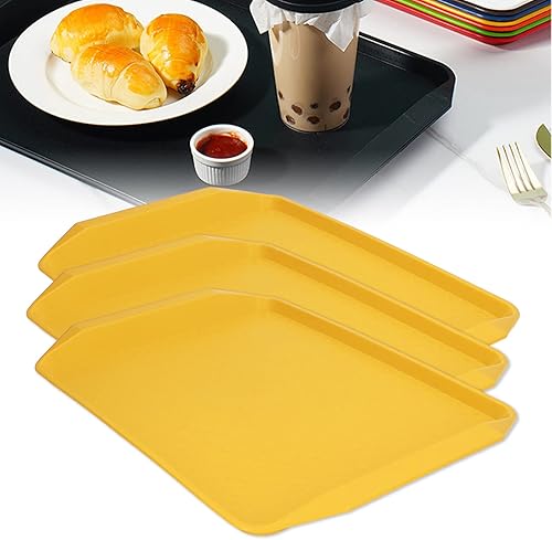 Miniatura 5 de Bandeja de alimentos, bandeja rectangular de plástico multiusos para hoteles para restaurante buffet (amarillo)