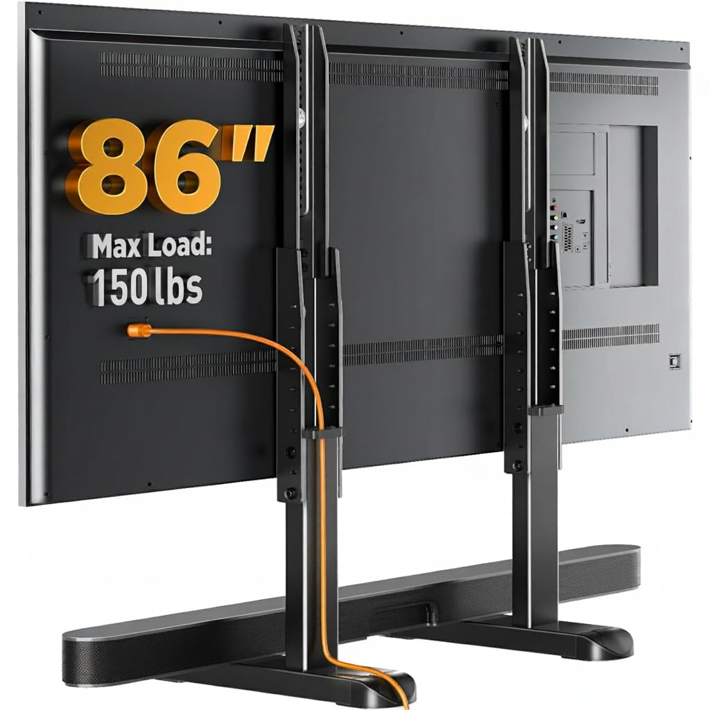 Perlegear Universal TV Stand Legs for Most 37–86 Inch TVs up to 150 lbs, Height Adjustable TV Legs Replacement Suitable for Soundbar, Table Top Stand Base Max VESA 800 x 500mm, PGTVS20