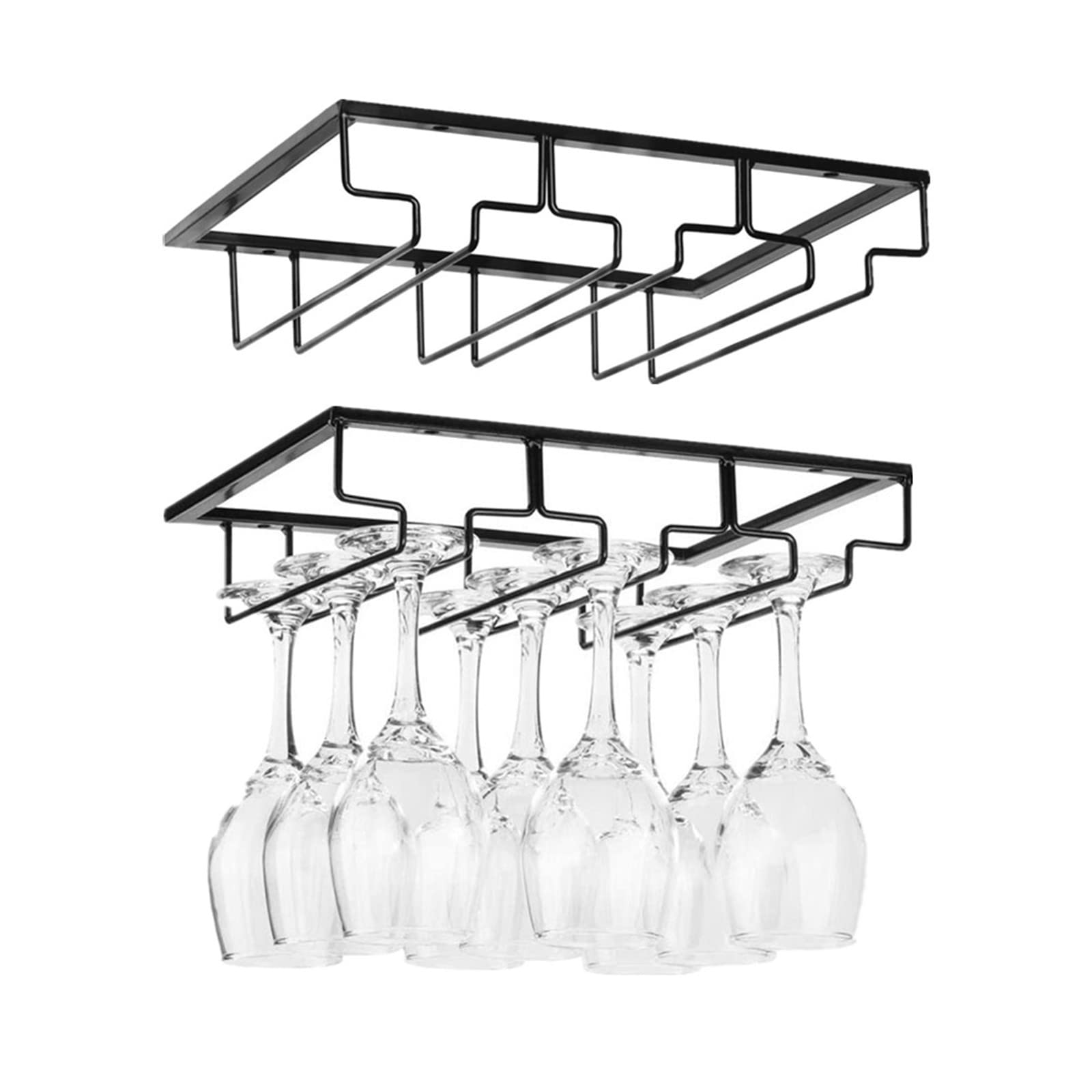 Under Cabinet Wine Glass Rack - 3 Row Stemware Holder For Kitchen Or Bar (Black, 1 Pack) - View #9