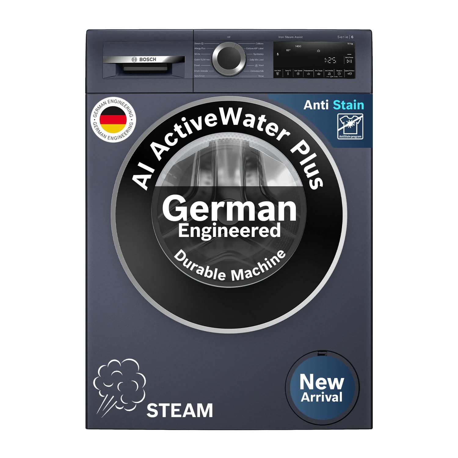 Bosch 10kg 5 Star Anti Stain & AI Active Water Plus Fully Automatic Front Load Washing Machine with Built in Heater (WGA254ZPIN, Pretreatment, Iron Steam Assist & Allergy Plus, Dark lake)-image-40