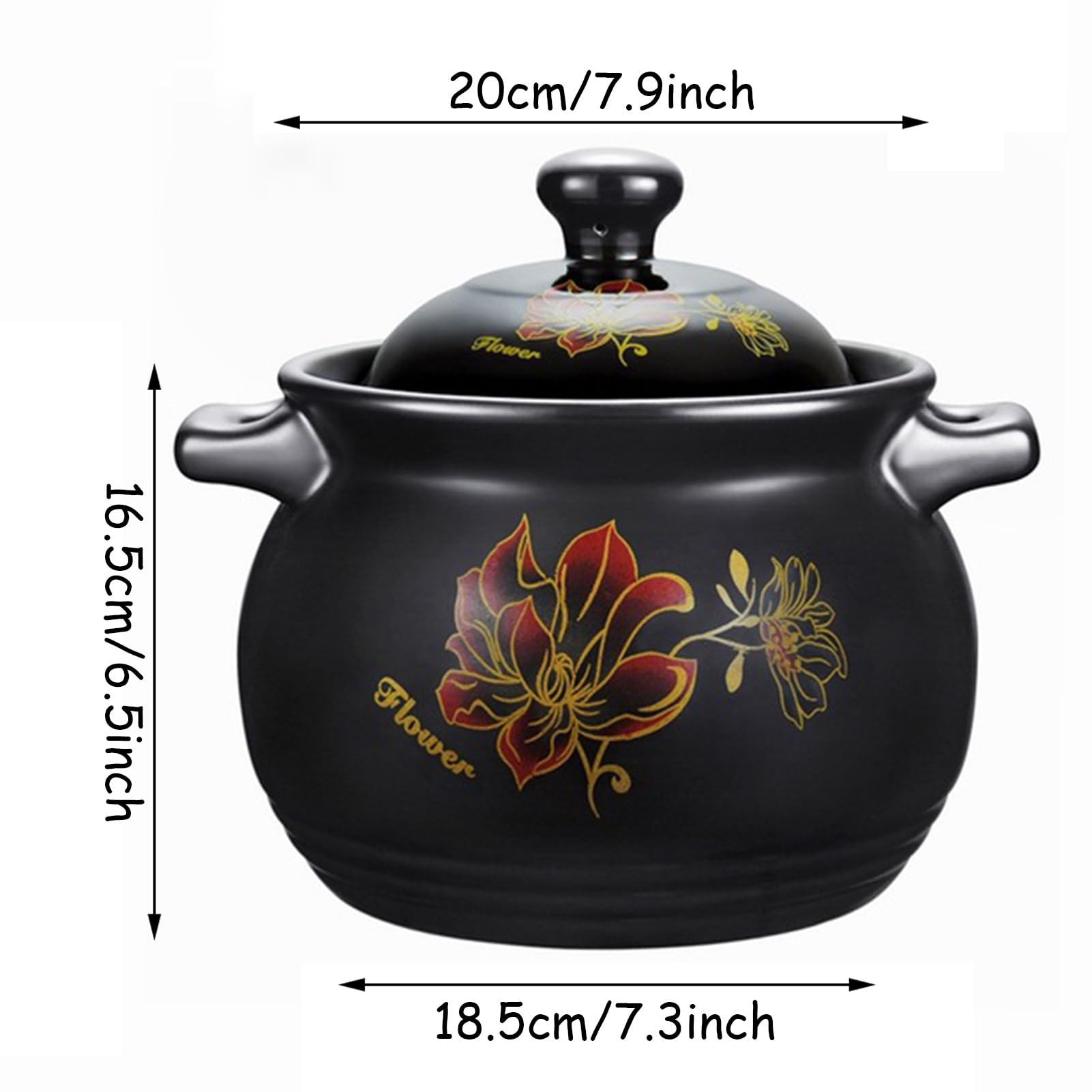 garnki gliniane, Małe miedziane rondle, gliniane garnki z pokrywką, odporne na ciepło, okrągłe, do gulaszu(5.5L)