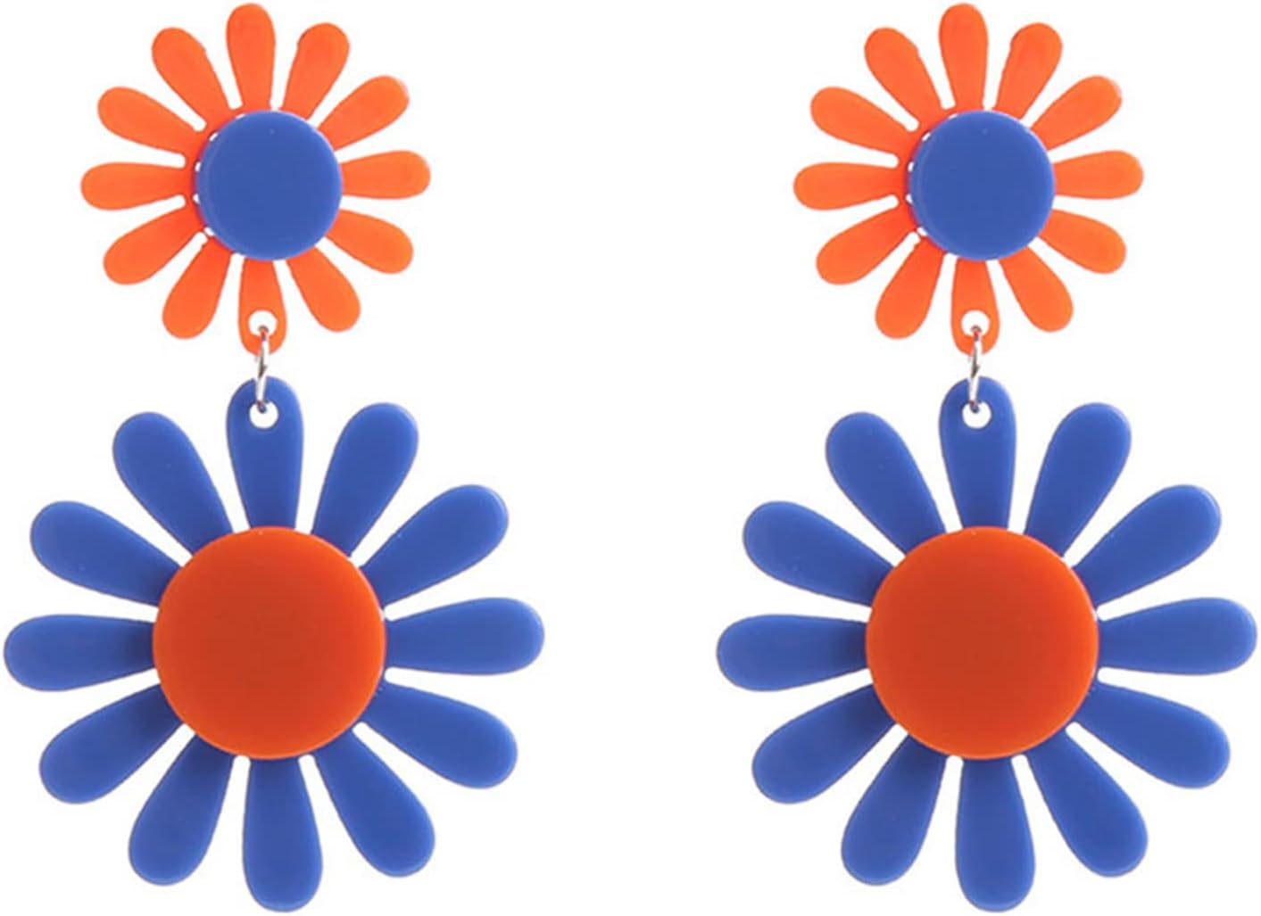 ONLYJUMP 60s 70s Daisy Earrings for Women Exaggerated Acrylic Large Flower Earrings Bohemian Boho Earring Layered Flower Petals Earrings