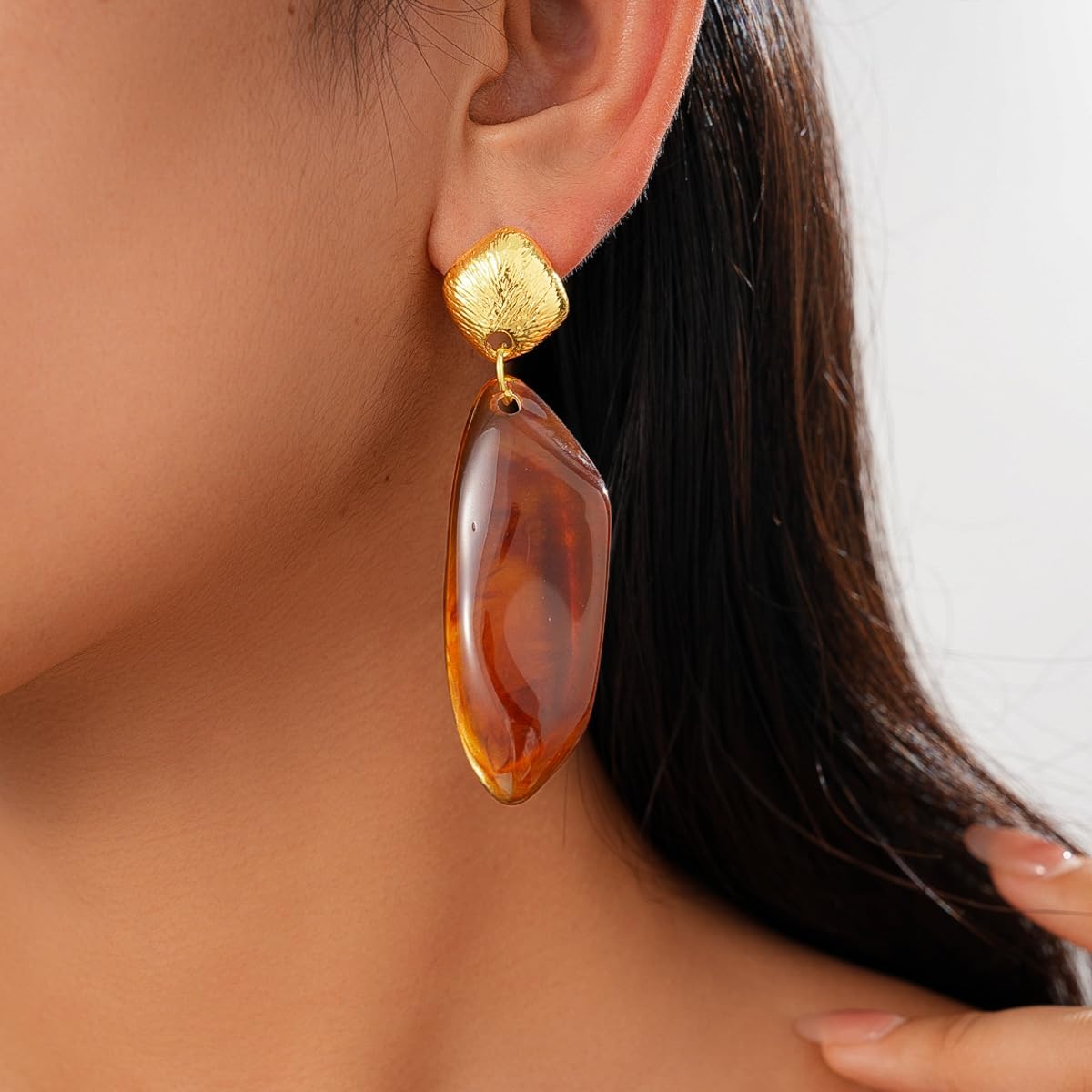 Acrylic Drop Earrings for Women Gold Resin Drop Dangle Round Acrylic Geometric Statement Earrings Beach Party Jewelry - Image 3