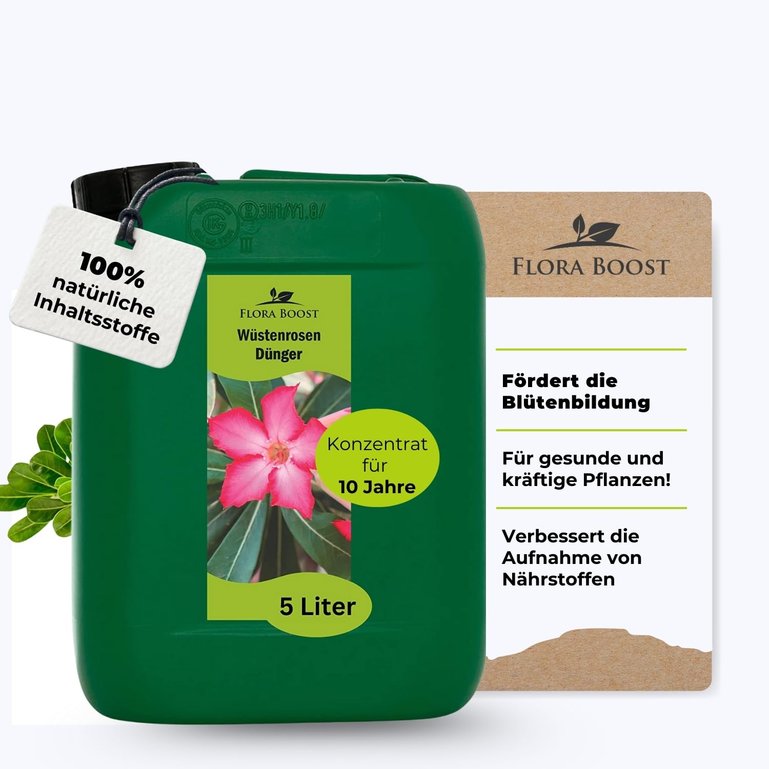 Wüstenrosen Dünger Flora Boost 5000ml I Für bis zu 1000L Gießwasser I Langzeit Blumendünger für Rosen I Flüssiger Blatt- & Wurzeldünger I 100% natürlicher Pflanzendünger