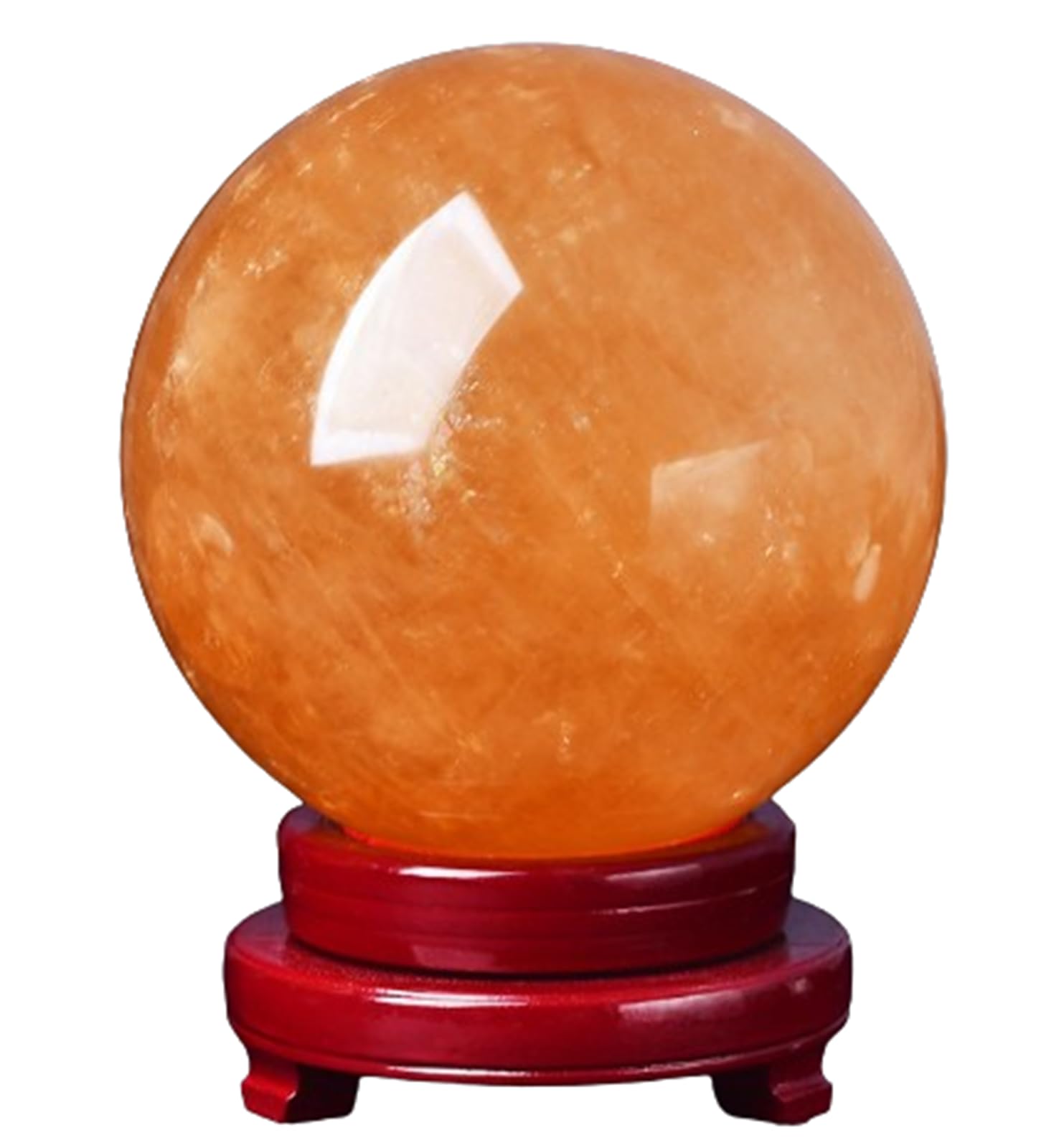 CYVXCPPGI Feng Shui Yellow Calcite Citrine Crystal Sphere with Stand Feng Shui Ornament Stones Wealth and Fortune Sculpture Figurine,18cm/7.1in