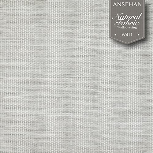 Ansehan Wallcovering W411 Marbletile Collection 36" W X 8 Yard L, Natural Paper Weave Grasscloth Modern Texture Wallcovering For Living Room Bedroom Feature Wall, Grey/Ivory White #TOP1