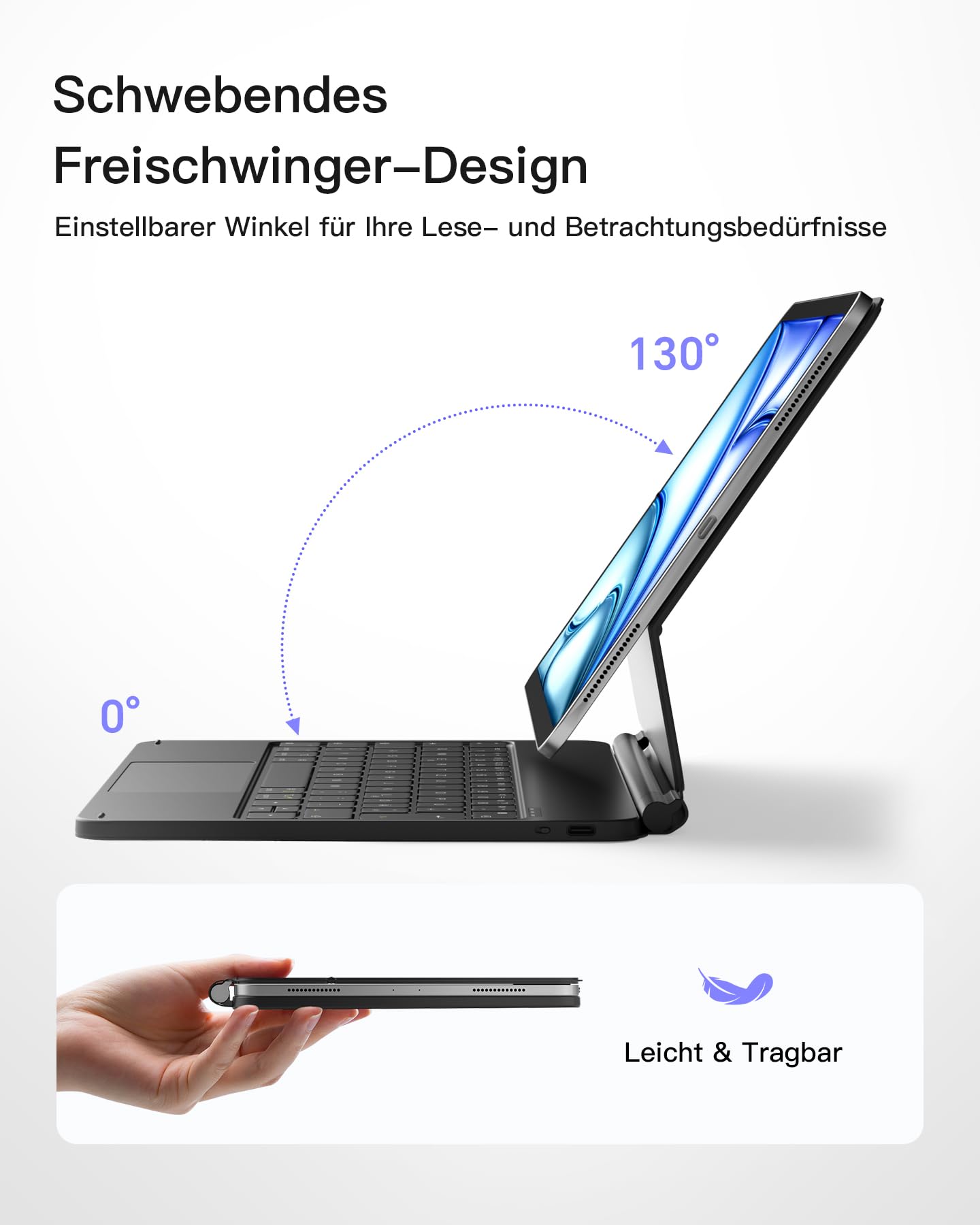 Inateck NeoMagic Magnetische Tastatur Hülle für iPad Air 11 Zoll M4/M3/M2 (2026/2025/2024),Air 5/4,Magic Keyboard für iPad Pro 11,Freitragender Ständer,7-Farbige Beleuchtung,KB09119