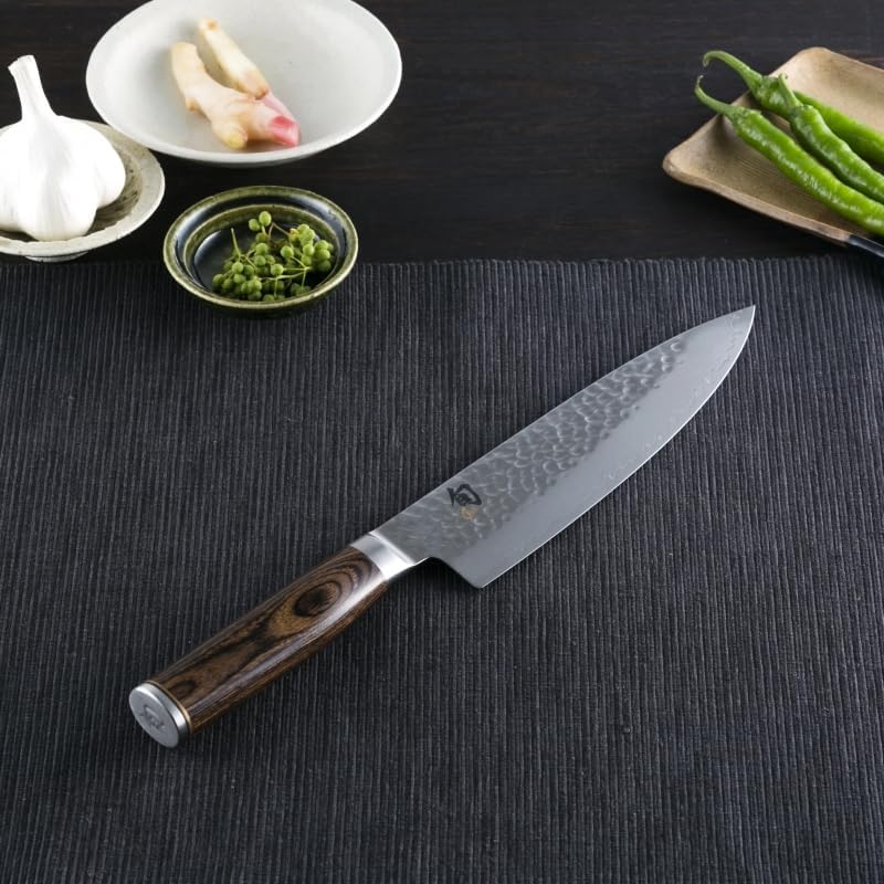 Shun Cutlery Premier Chef's Knife 8”, Thin, Light Kitchen Knife, Ideal for All-Around Food Preparation, Authentic, Handcrafted Japanese Knife, Professional Chef Knife - Thumbnail 3