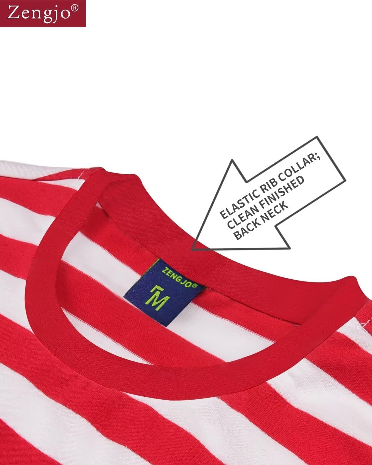 Zengjo Men's Casual Cotton Spandex Striped Crewneck Long-Sleeve T-Shirt Basic Pullover Stripe tee Shirt - Image 3