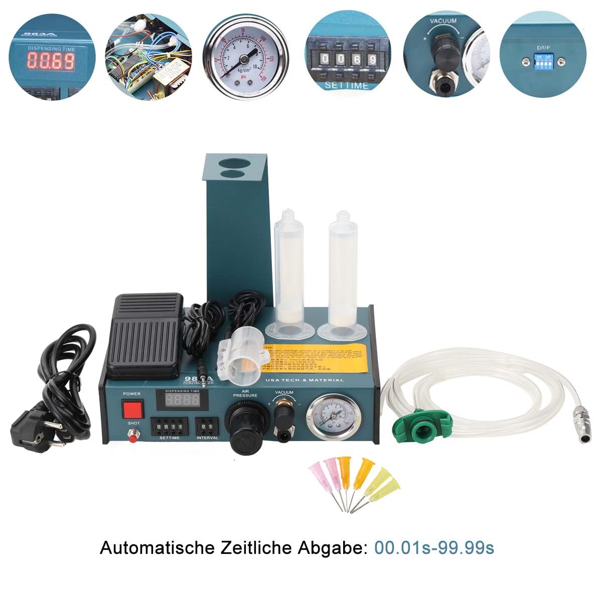 Auto Klebstoffspender Digital Display Auto Glue Dispenser Solder Paste Liquid Dropper Controller 983A Automatischer Lotpasten 220V 00.01s-99.99s