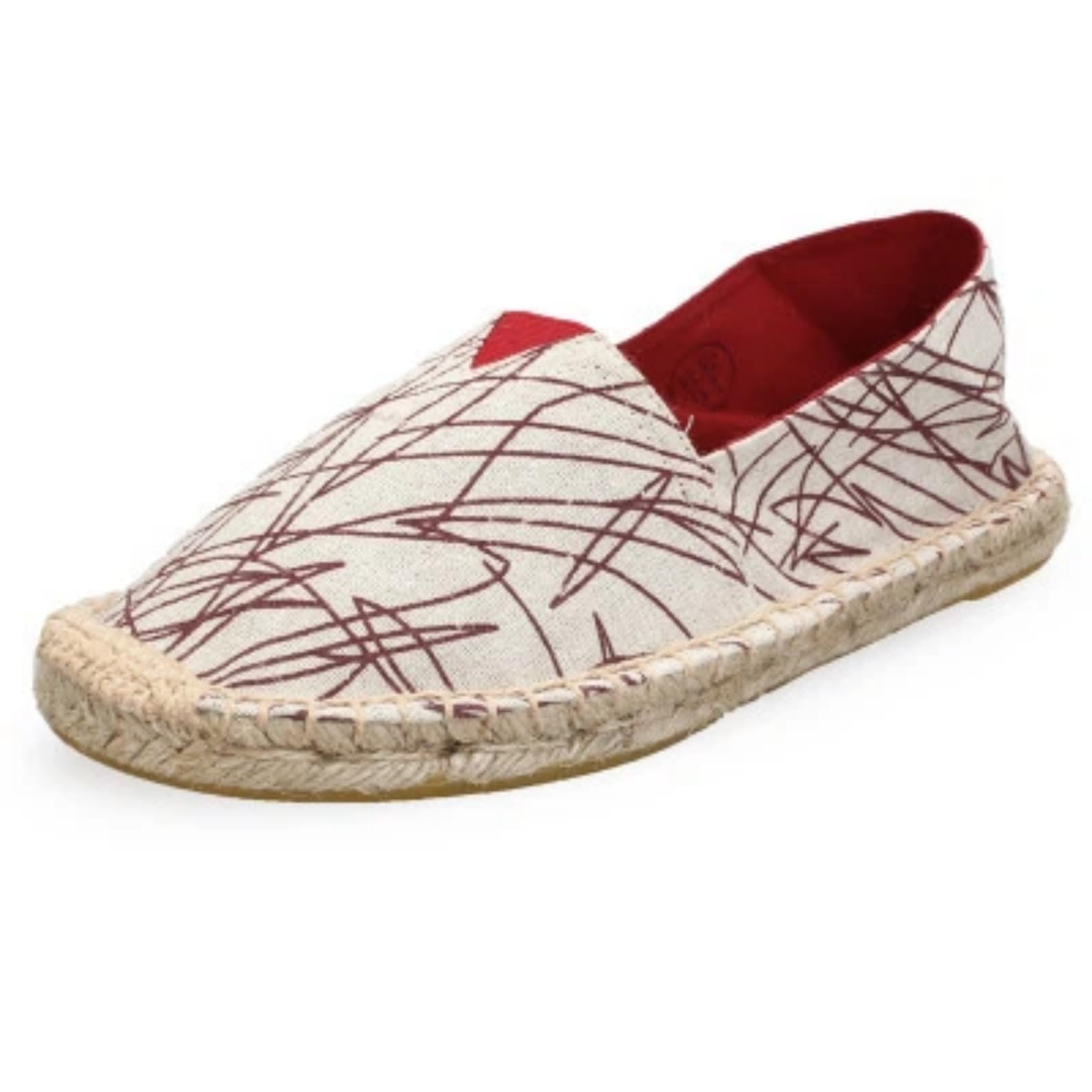 Zapatos Pescador Suela Lino Tela Lona Hombres Mujeres(RojoA,42)