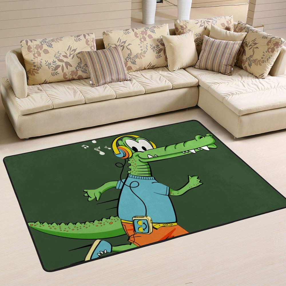 Tapis de sol crocodile vert Ruchen grand format 80x58 pour chambre enfant ludique