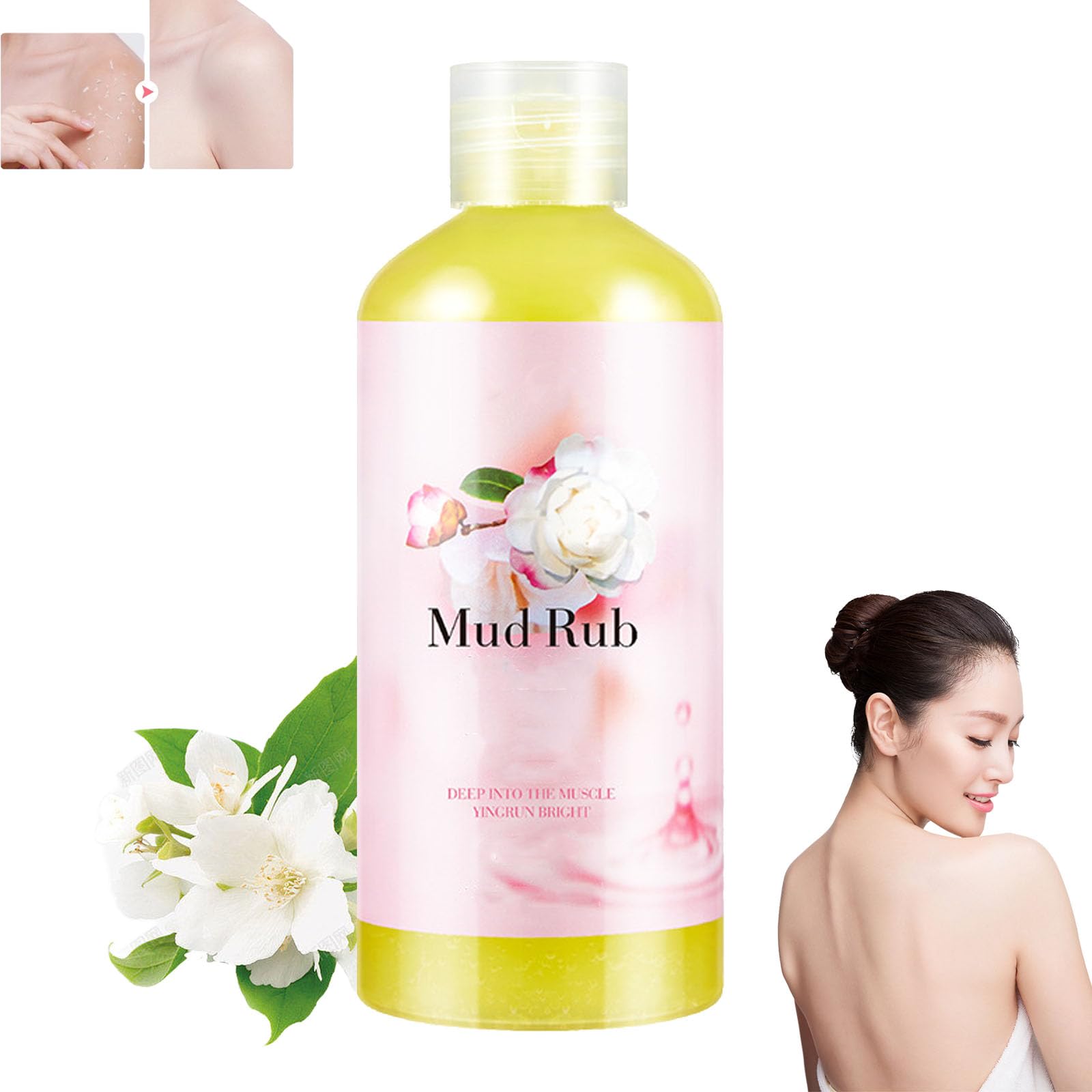 Mud Rub Ginbi, Mud Scrub Cream, Ginbi Mud Rub Exfoliante, Scrub Cream to Remove Dead Skin, Fragrance Scrub Cream for Shower, Moisturizing & Deep Cleansing, For Body and Face (Camellia)