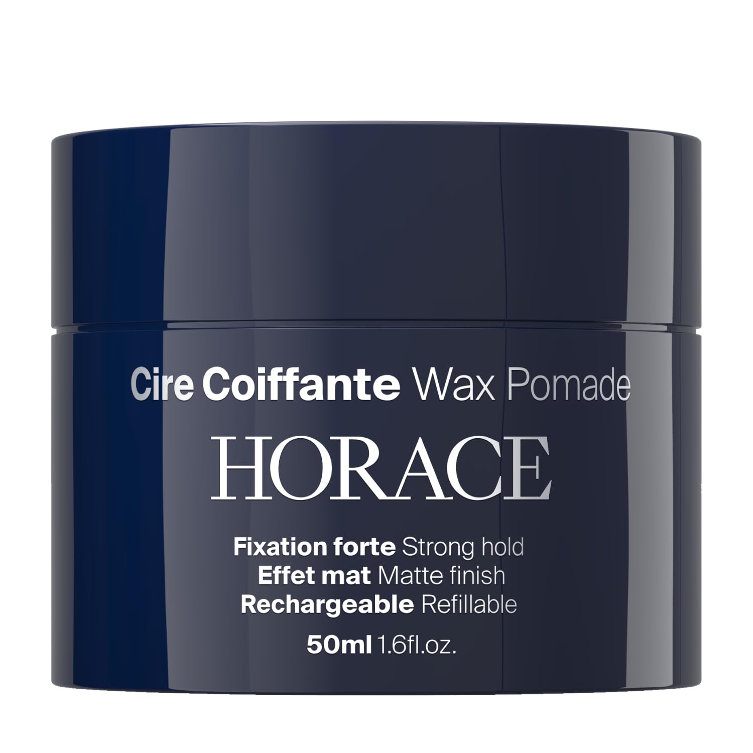 HORACEHair Wax Pomade for Men – Strong & Long-Lasting Hold – Matte Finish – No Silicones or Mineral Oils – Woody Scent – Refillable, 50 ml