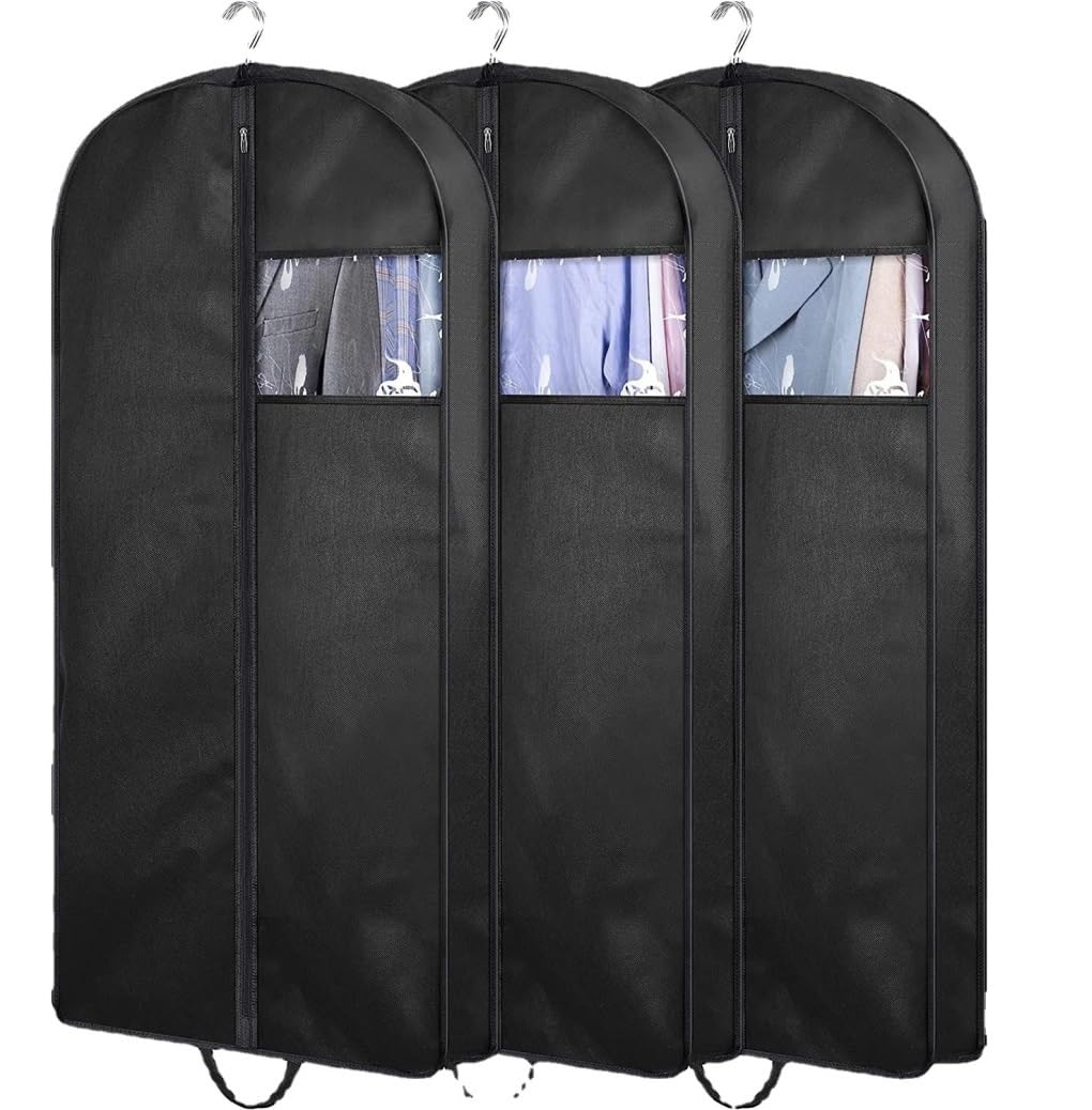 IRYZE Garment Bag for Travel 3 Pack Garment Bags For Travel With Clear Window Hanging Suit Bag With