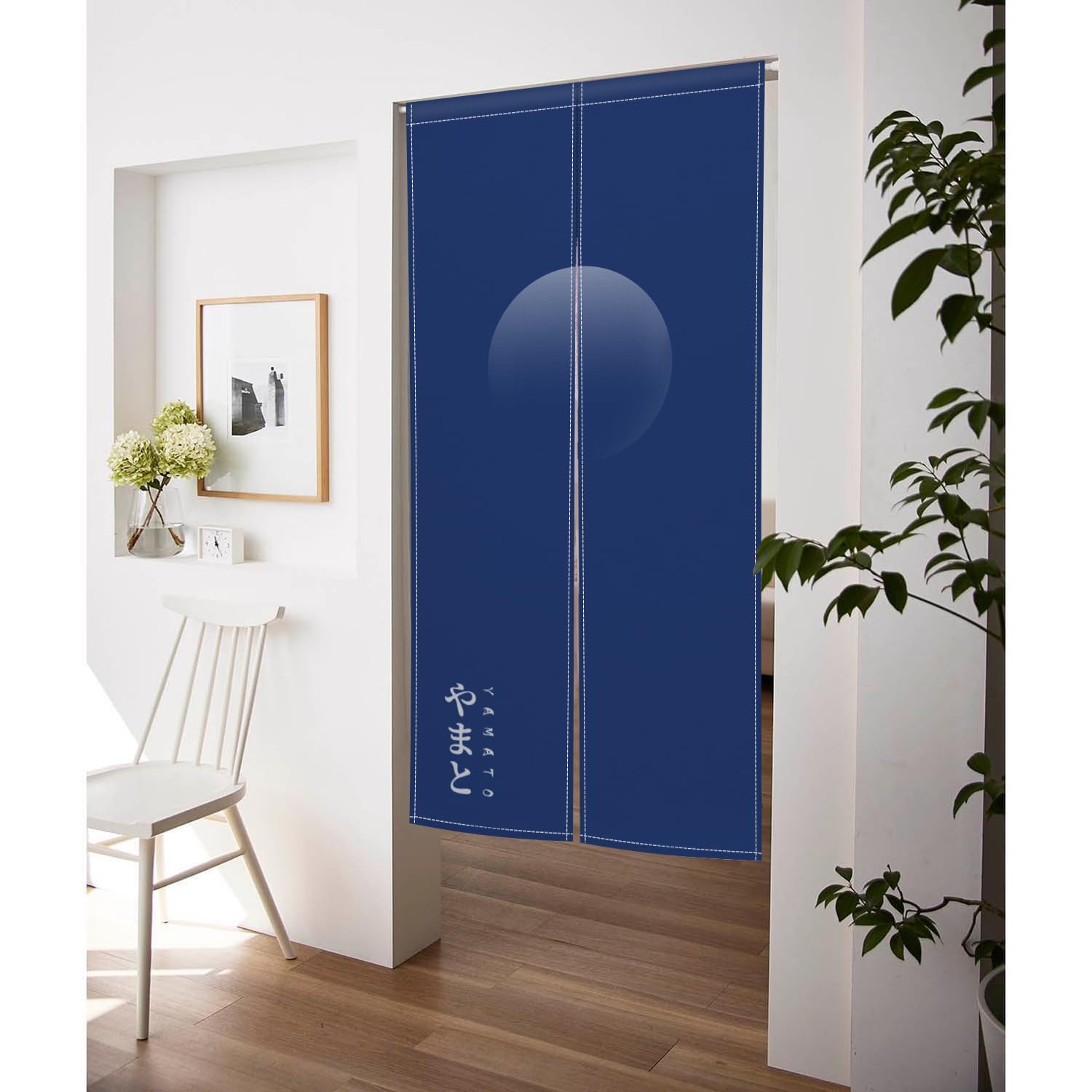 Amazon｜JNWKGN のれん 月 大和 やまと 紺色 和風 モダン 72x150cm