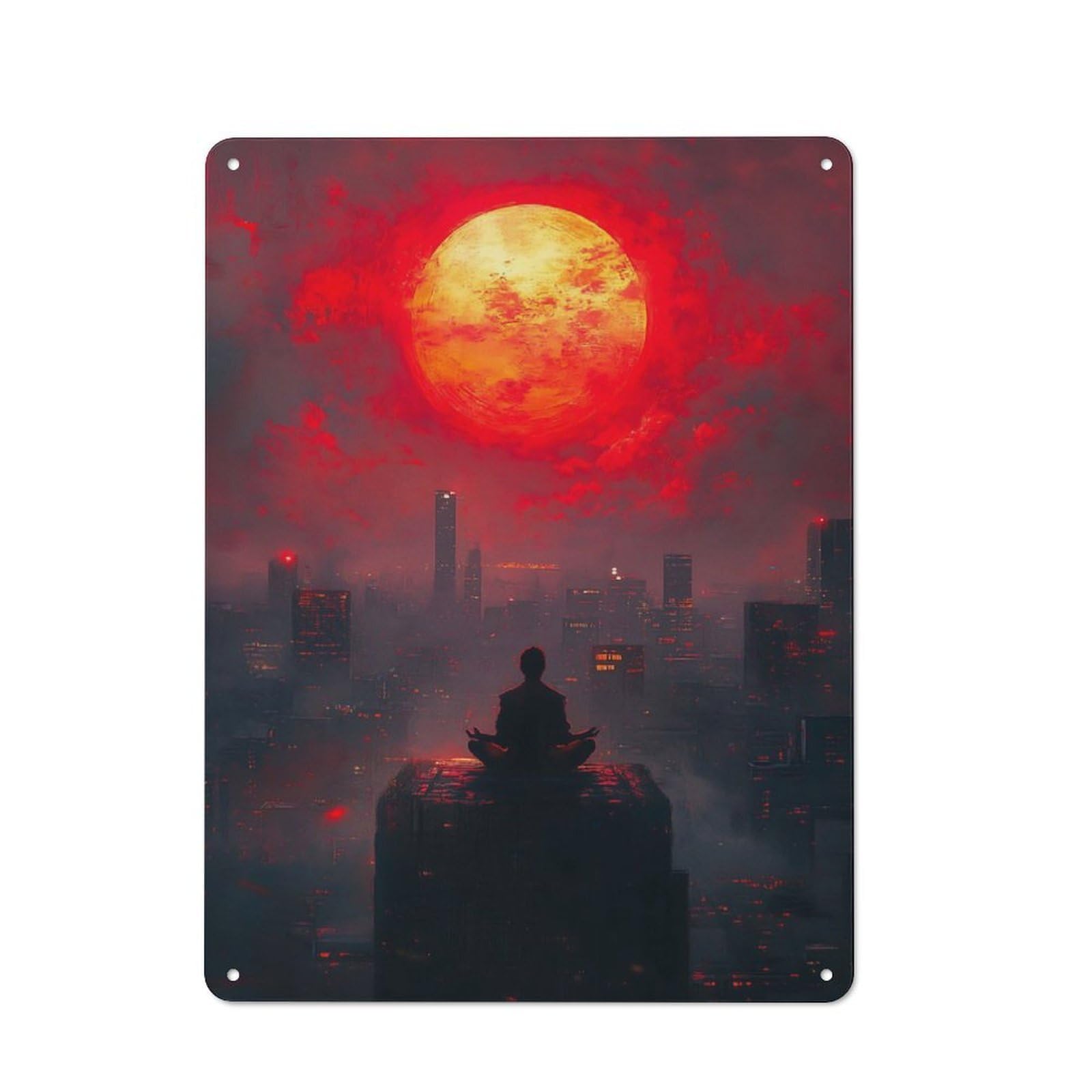 Junmoney Cityscape Humanity Retro Tin Sign 40X30cm For Garage Or Workshop, For Furnishing A New Garage And Workshop With Retro Decor