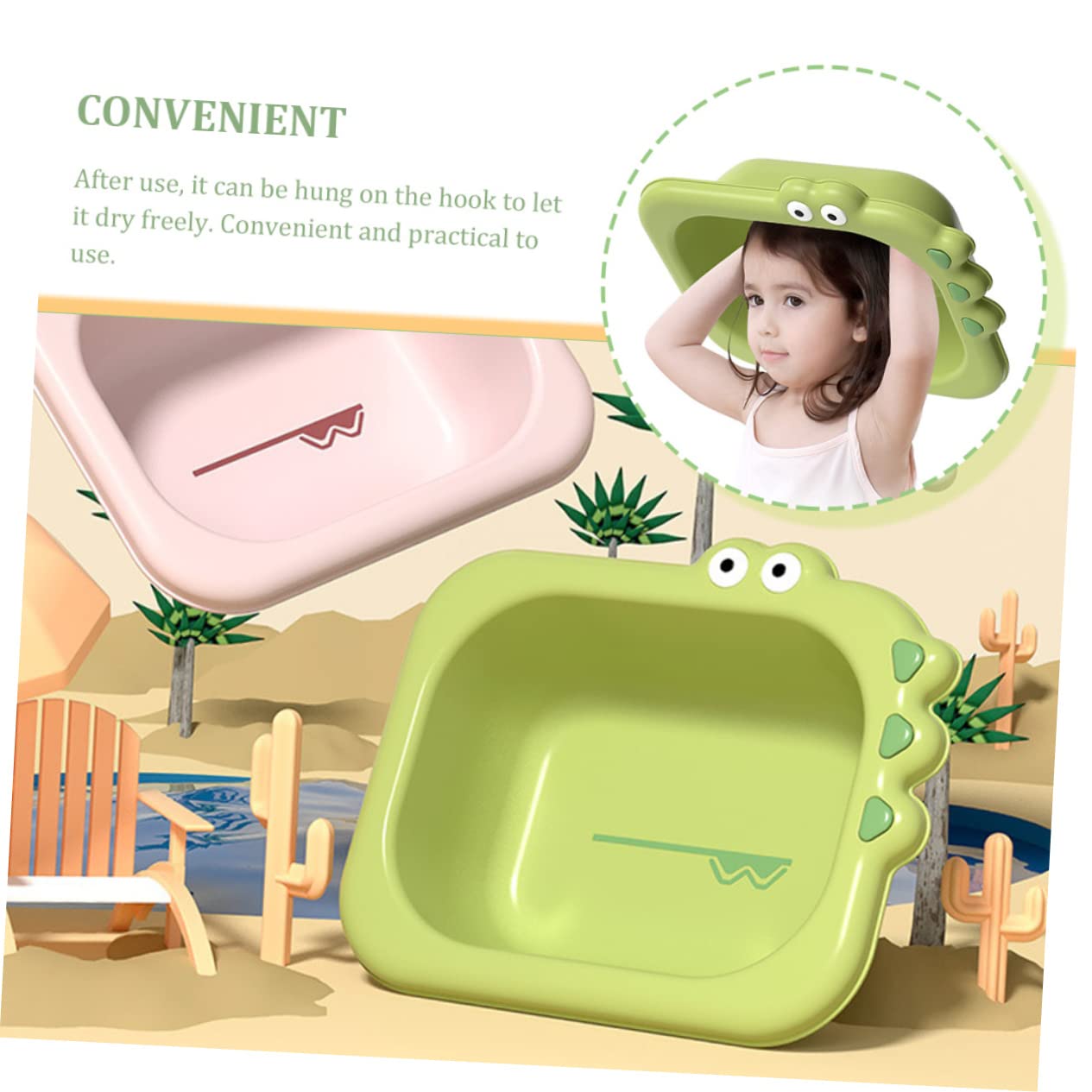 VICASKY Lot de 2 Bassines pour Bébé en Plastique, Lavabos Portables et Pratiques Design Cartoon Bain Visage Usage Domestique Voiture