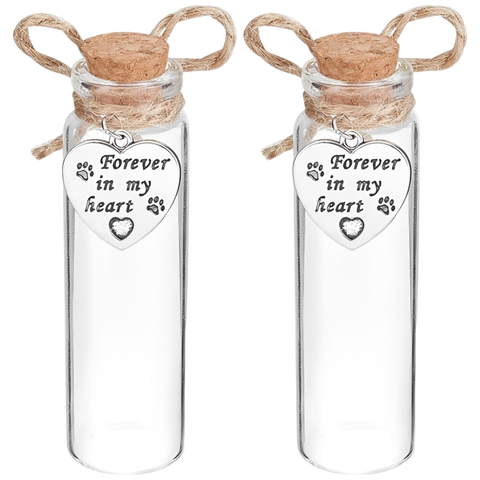 ZPSCXQ Pet Fur Keepsake, Dog Fur Keepsake, Cat Fur Keepsake, Pet Memorial Gift, Memory Jar for Pet Hair and Ashes, Glass Vial with Cork Stopper, 7 x 2.2 cm