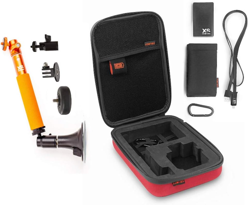 10 pc FIX TILT & Shoot Monopod, Pre-Cut Customizable Case fits GoPro and Other Cameras, Large Power Capxule Foam Inlays, Power Bank Charger. Telescopic Aluminium Pole Accessories Magnetic & Suction +