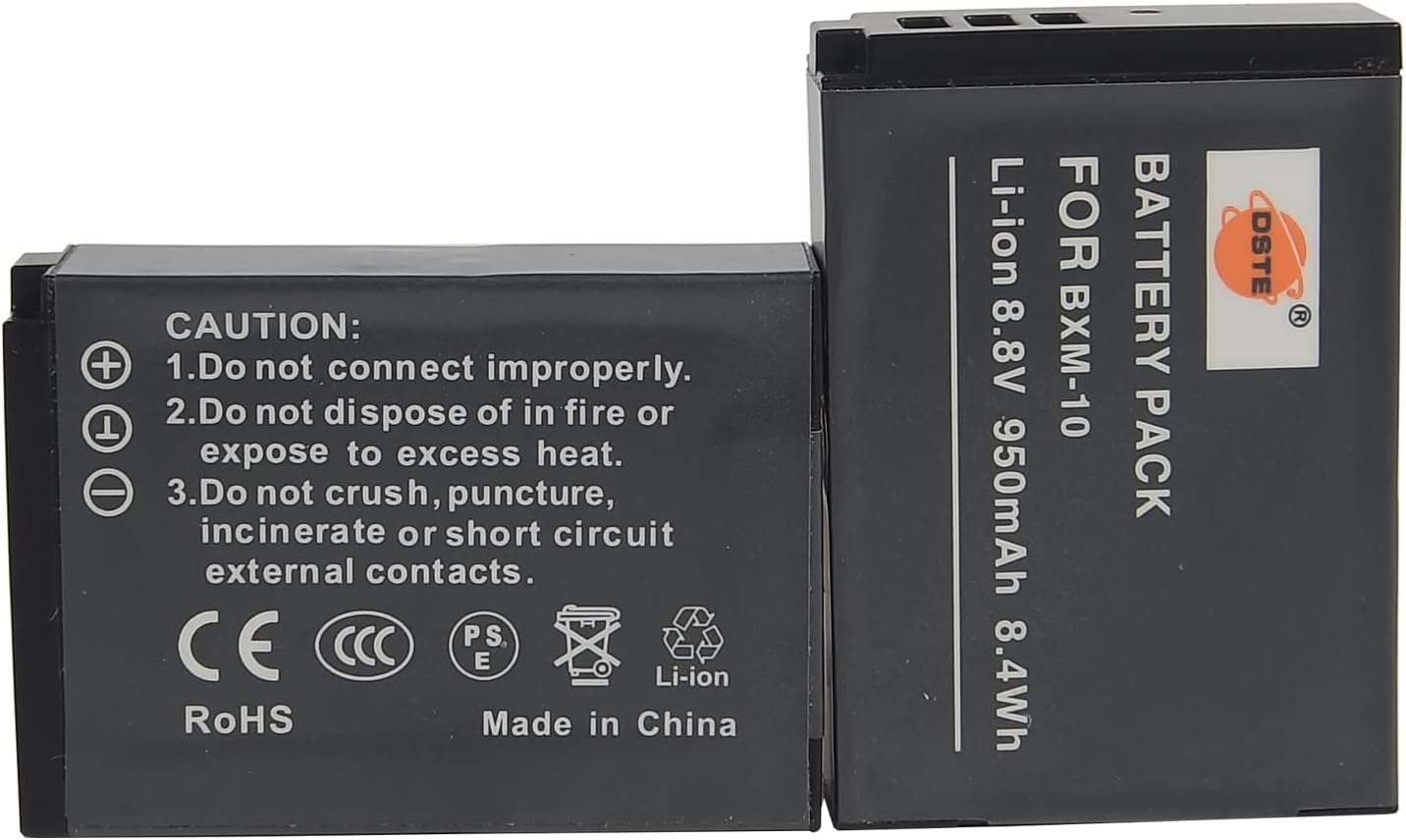 DSTE Replacement for 2X BXM-10 Li-ion Battery + DC175 Travel and Car Charger Adapter Compatible XiaoYi YI-M1 Mirrorless Camera