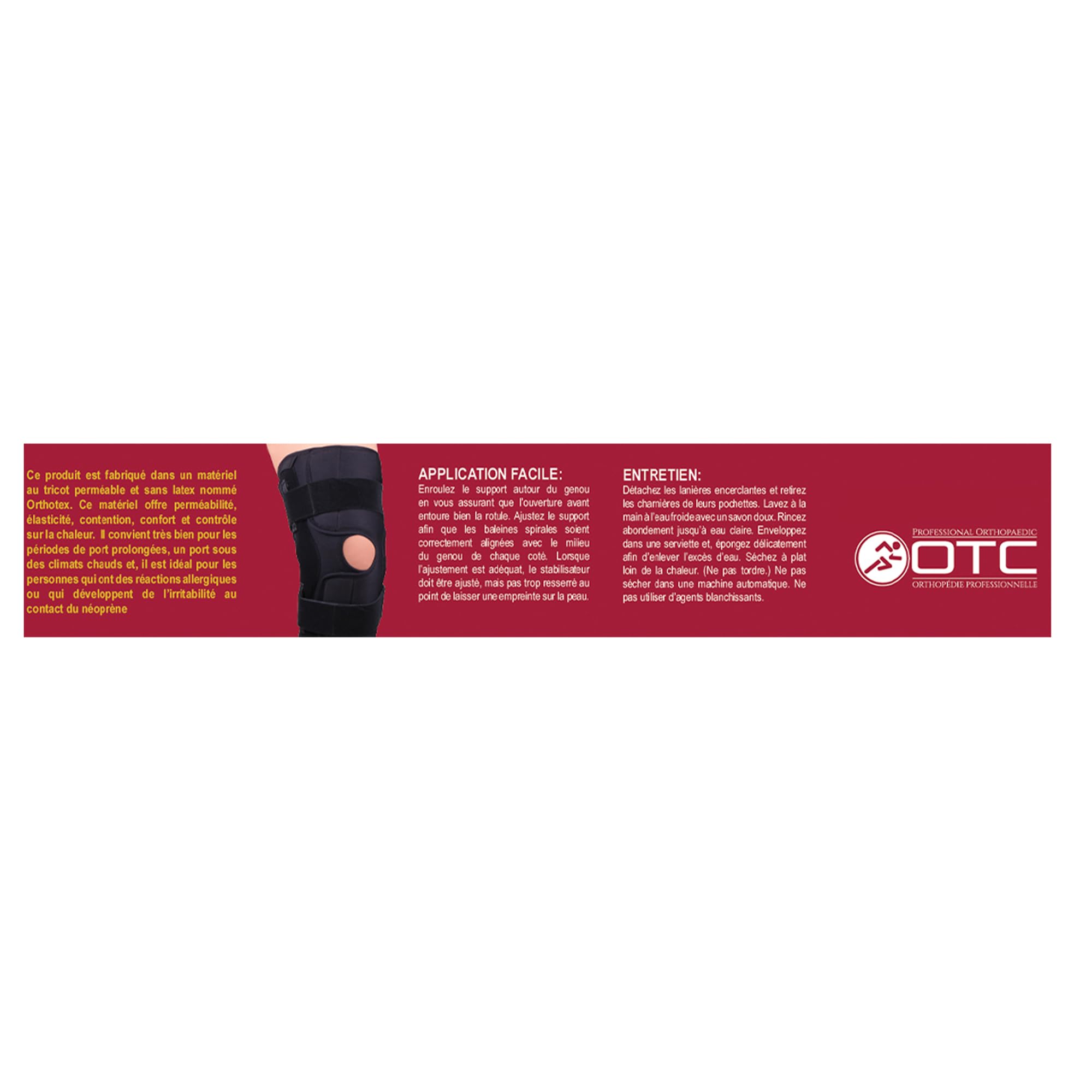 OTC ORTHOTEX Rodillera estabilizadora con barras con bisagras 2544-M , Medium, Negro, 1
